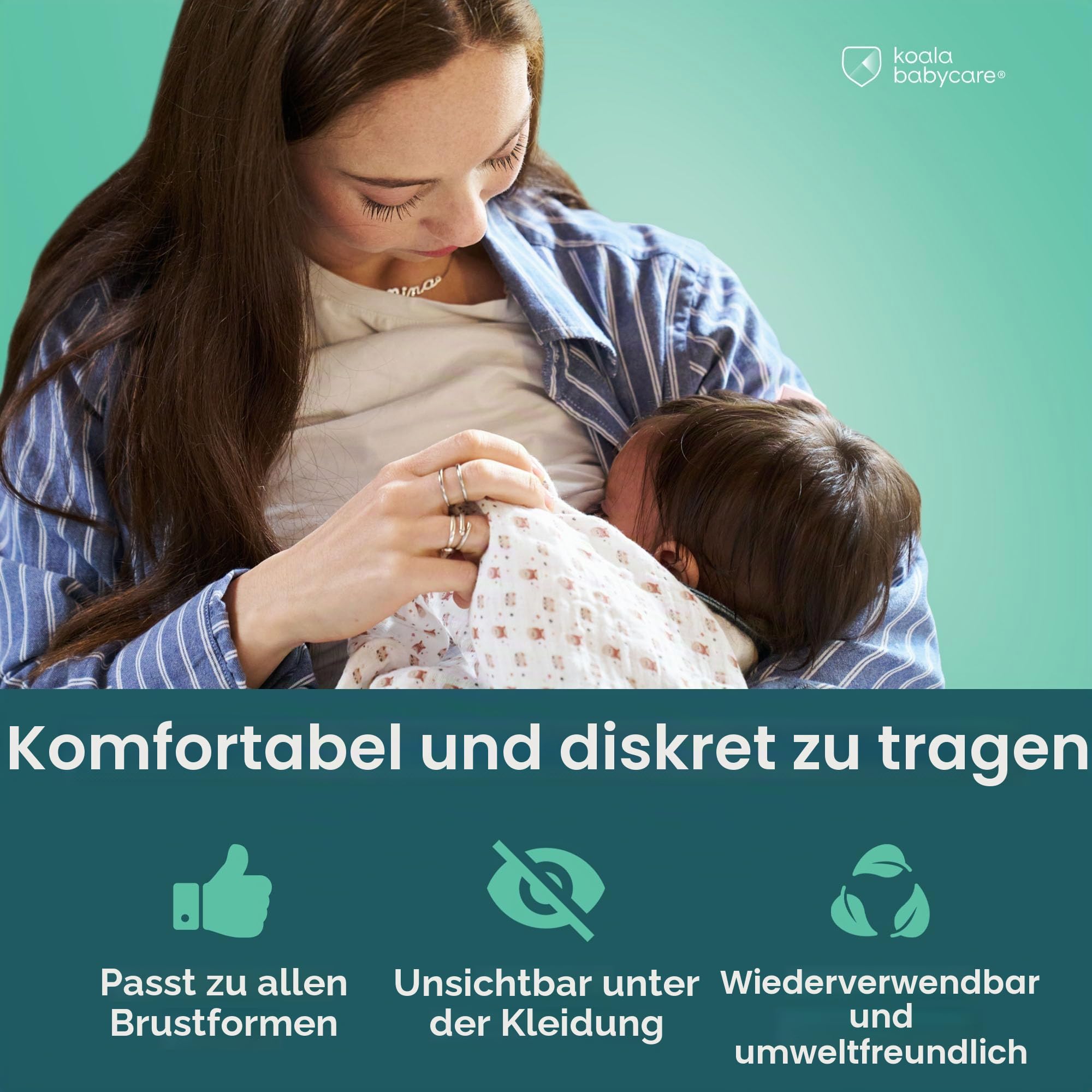 Koala Babycare Silberhütchen - 2 Stück - Standardgröße Silber Brustwarzenhütchen für verbesserten Komfort - Brustwarzen Schutz für empfindliche und schmerzende Brustwarzen