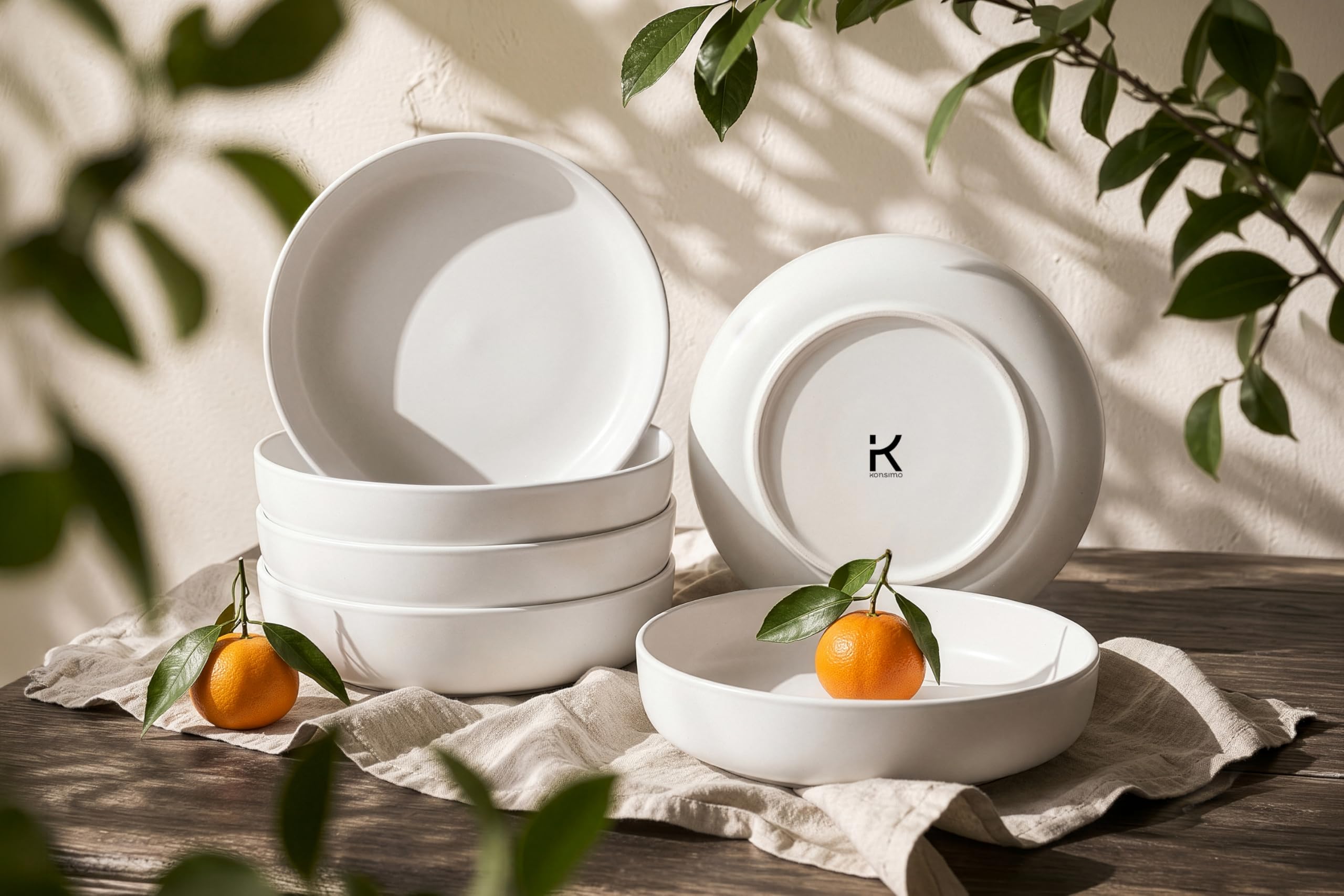 konsimo. VICTO Set 6 Platos Hondos - Platos Vajilla - Set Plato Hondo para 6 Personas - Apto para Microondas y Lavavajillas - Platos Hondos Sopa Modernas - 18,5 cm - Blanco