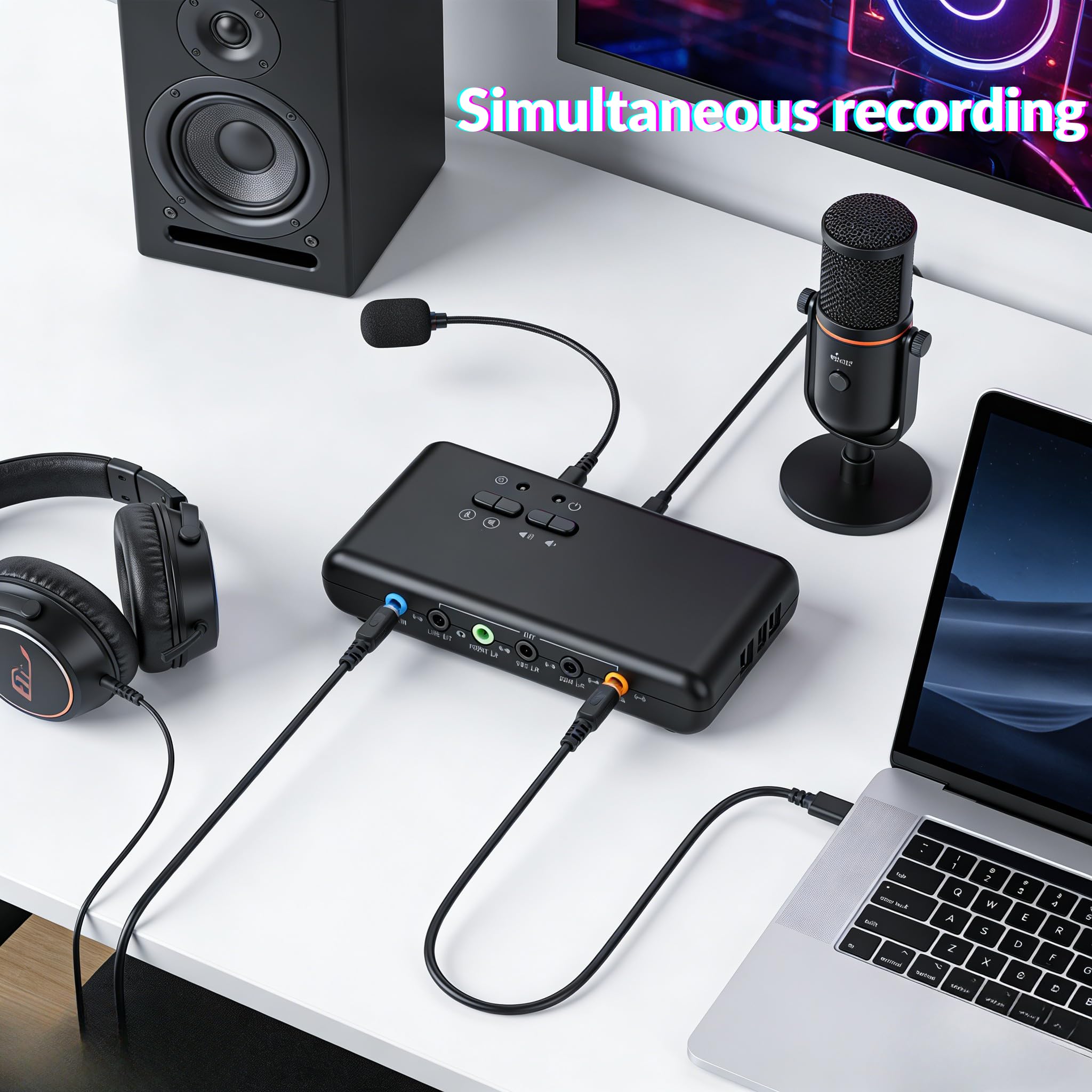 Tarjeta de Sonido Externa USB 7.1 de 8 Canales, Caja de USB Soundbox Externa, Compatible con 12 Mbps, Sonido Envolvente 3D Dinámico, Grabación Reproducción Simultánea Compatible (Negro)