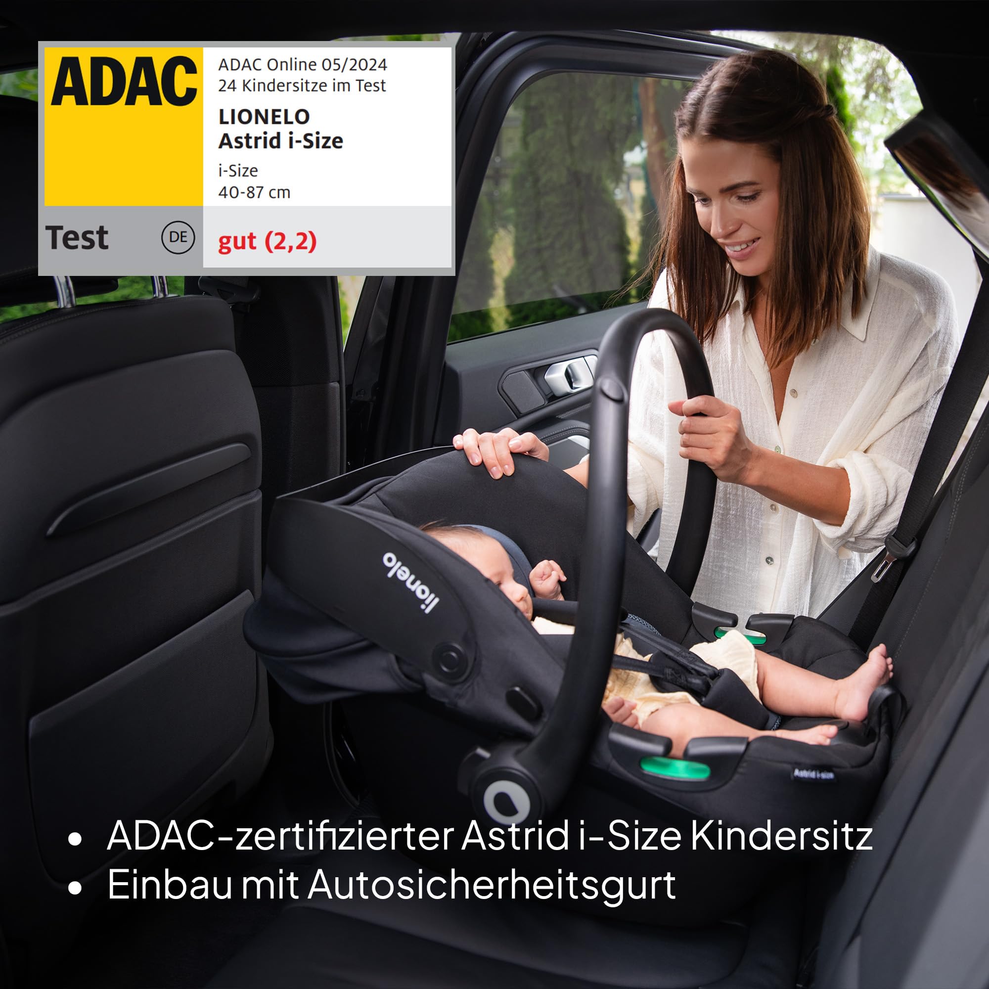 LIONELO Amber 3-in-1 Kombikinderwagen Babywanne Sportsitz i-Size Autositz 40-87 cm Luftreifen wendbar XXL-Dach UPF 50+
