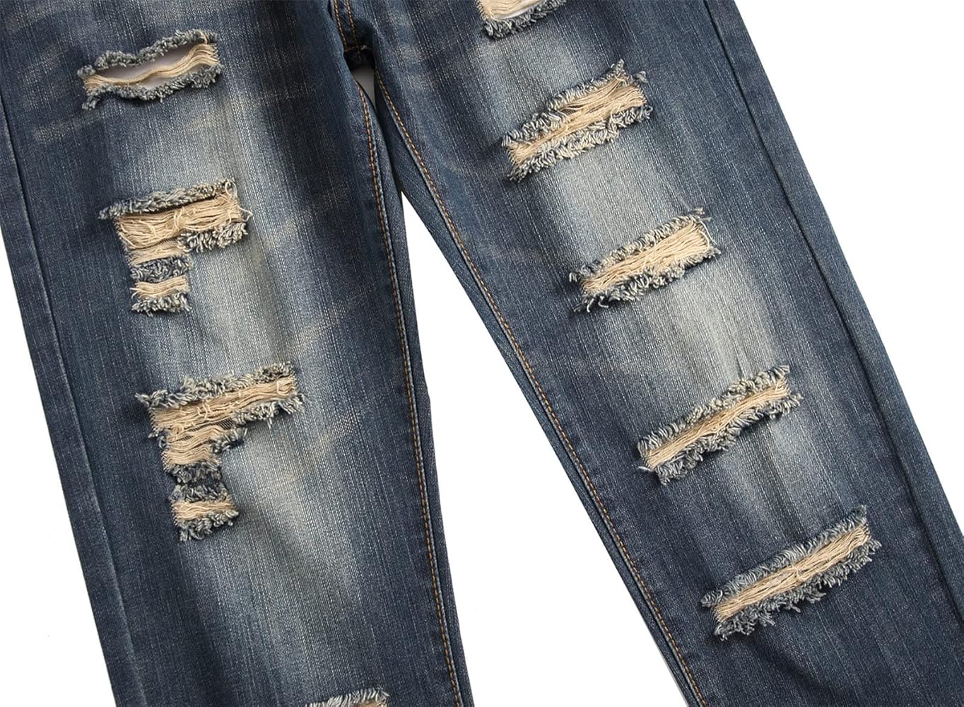 DGHM-JLMY Men's Retro Ripped Straight Jeans Distressed DGHM-JLMY Men's Retro Ripped Straight Jeans Distressed