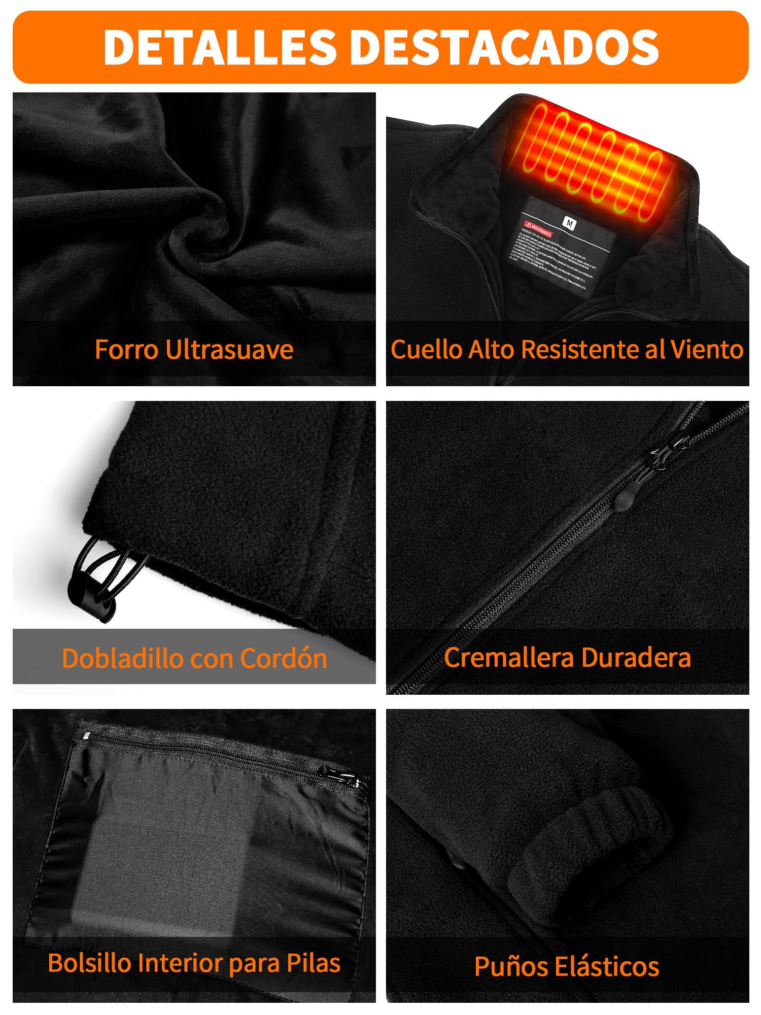 Chaqueta Calefactable Mujer con Bateria 18400 mAh, Chaqueta Termica Mujer, Polar Abrigo Cazadora Ropa Calefactables Chaquetas con Calefaccion Invierno, 10 Zonas de Calentamiento