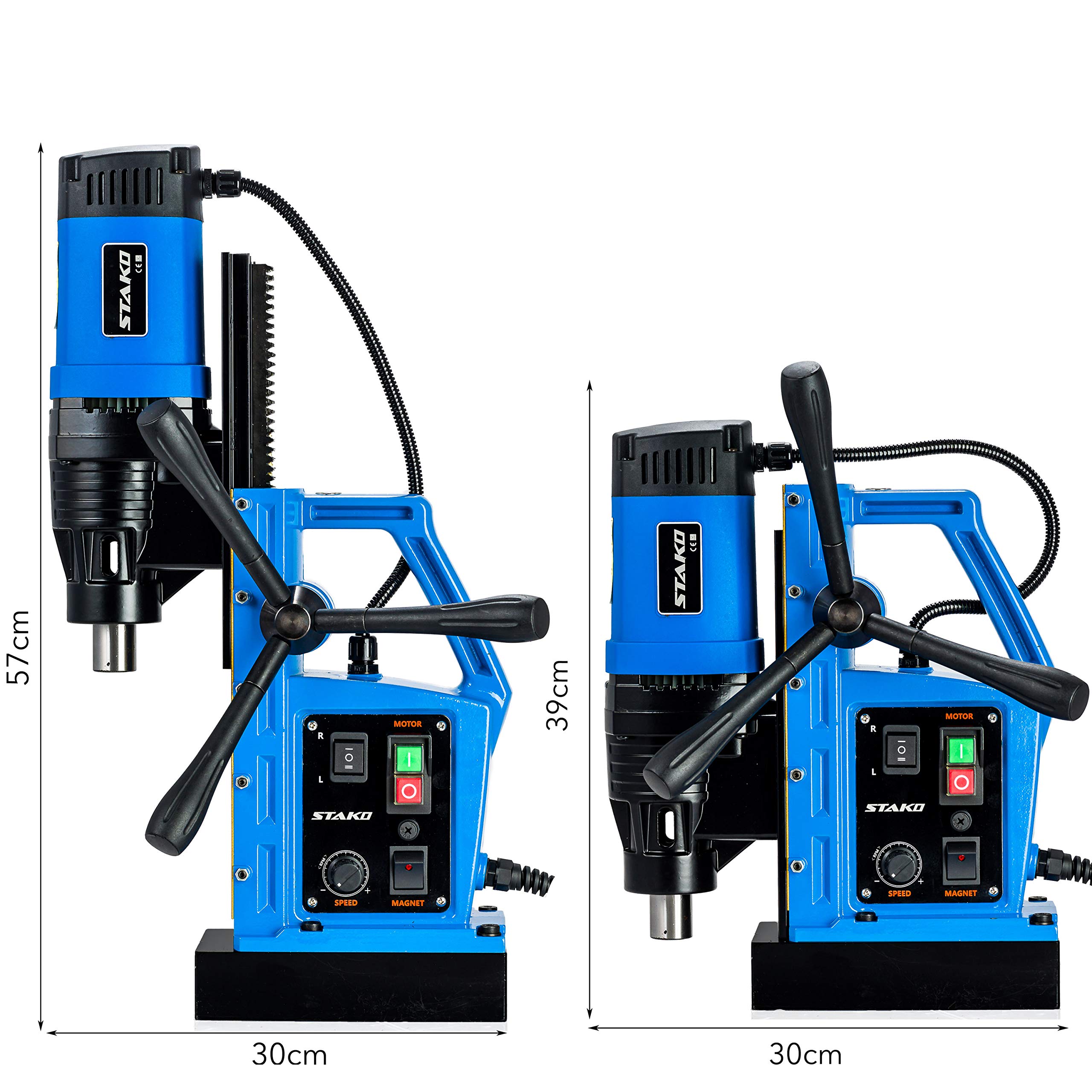 STAKO Taladro magnético SCY-2800RE de diámetro 80 mm, 2050 W, con maleta, fuerza magnética 17000N, perforadora portátil para trabajar metales con Weldon 19 mm y portabrocas de 3-16 mm y