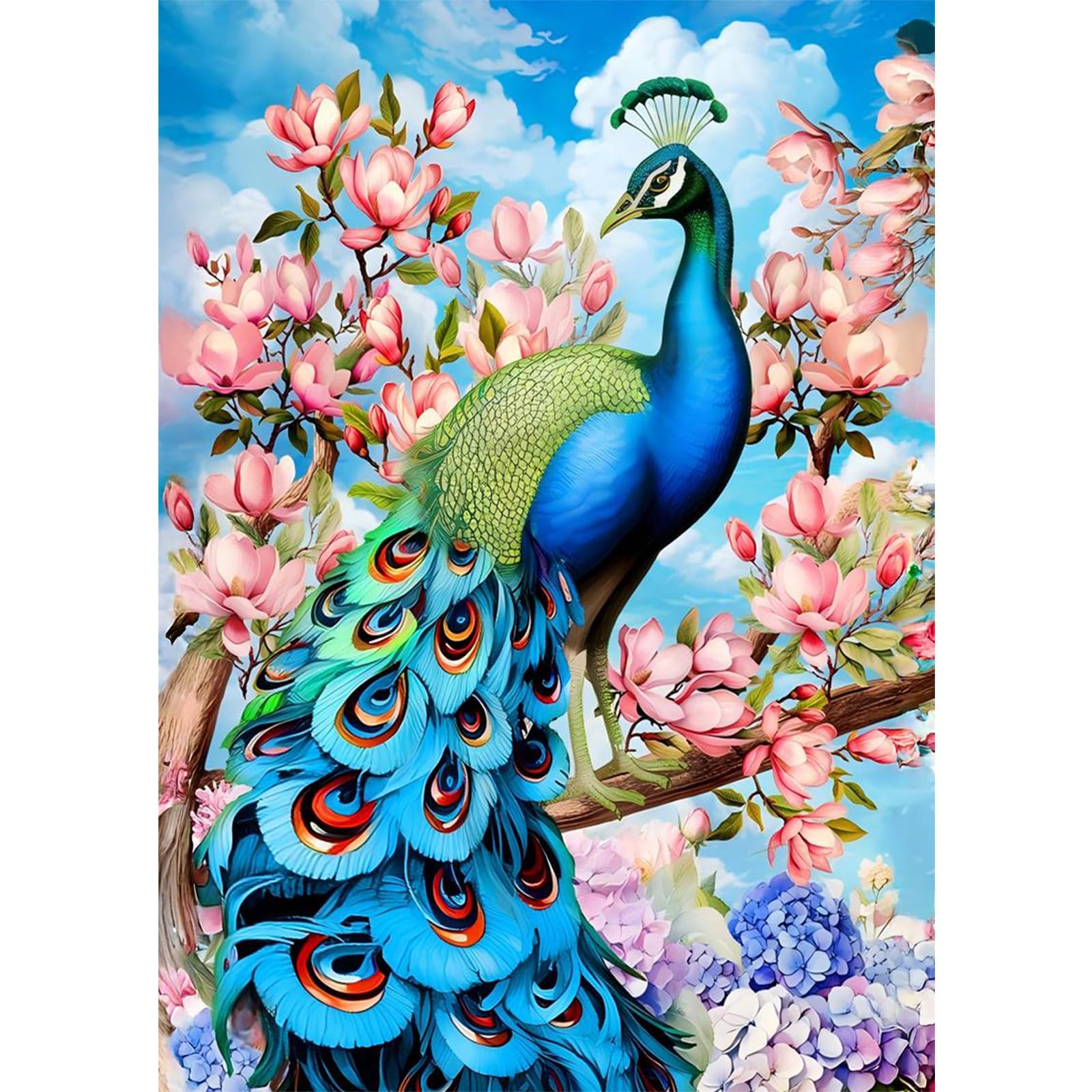 NAIMOER Diamond Painting Kits Peacock for Adults, DIY Full Drill Flower Animals Diamond Art Kits Pictures, Adults Diamond Art Craft Perfect for RelaxationHome Decor 30x40cm