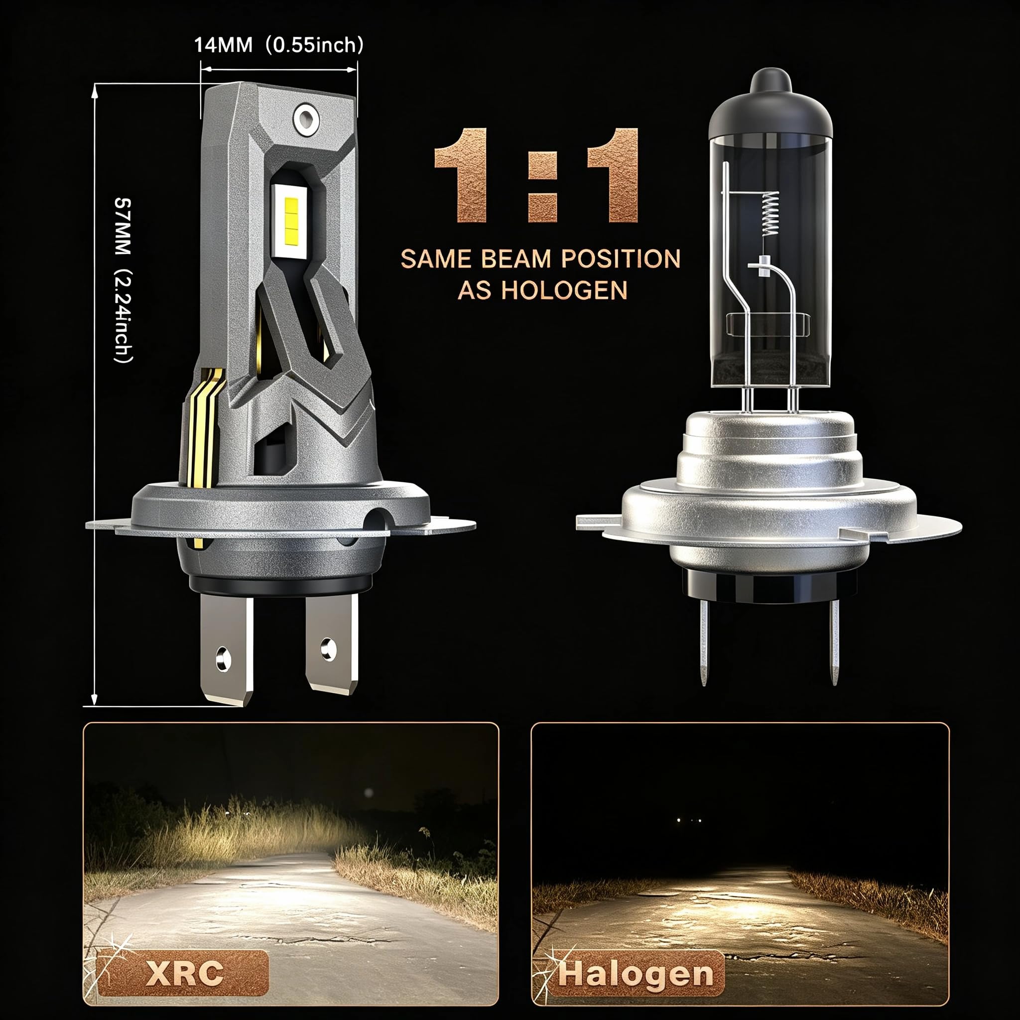XRC H7 Auto Lampe, 80 W 16000 LM H7 Halogenlampe 6000K Abblendlicht(2PCS)