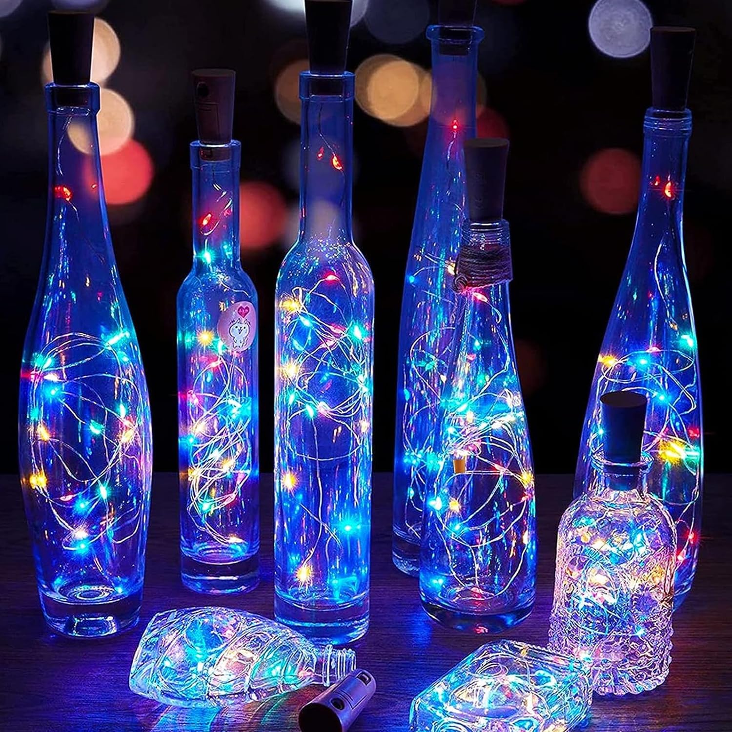 Lexton 20 LED Wine Bottle Cork Lights Copper Wire String Lights (Multicolor, Pack of 2) 4