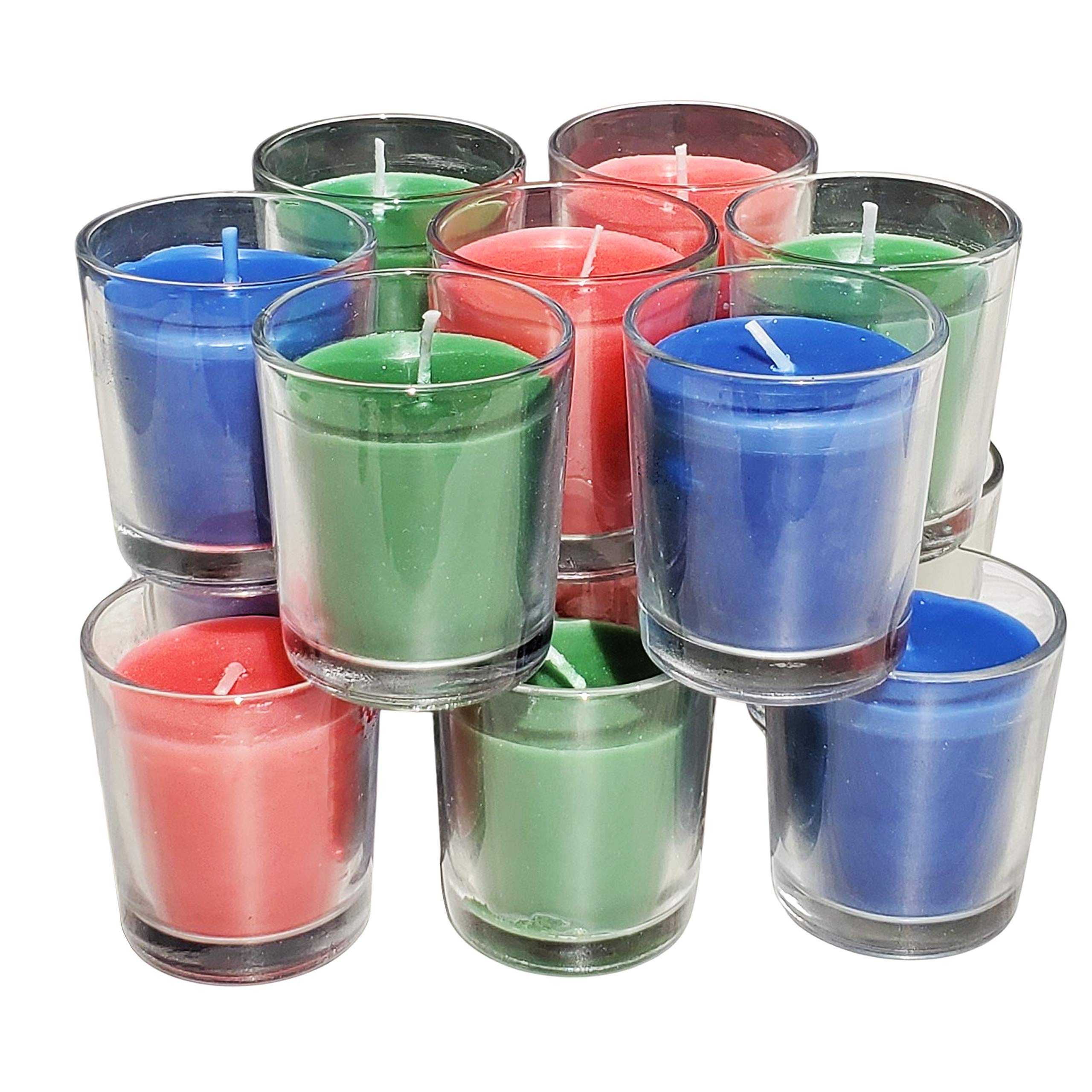 Pure Source India Pack of 12 Votive Glass Scented Candles, Diwali Home Decor Gift (Fragrance-Lavender, Lemon Grass & Rose)