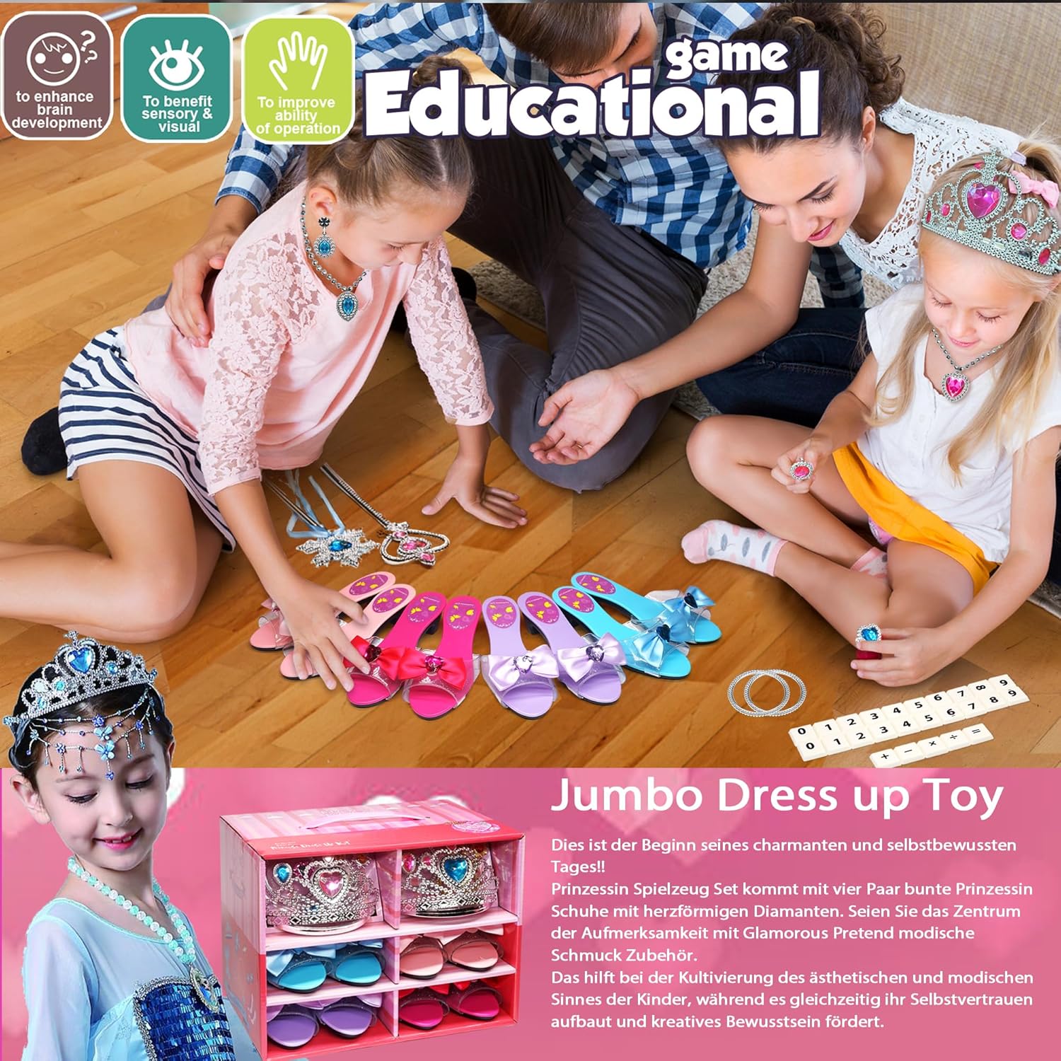 Princess Shoes Toy for Girls - 4 Pairs of Shoes and Jamaica