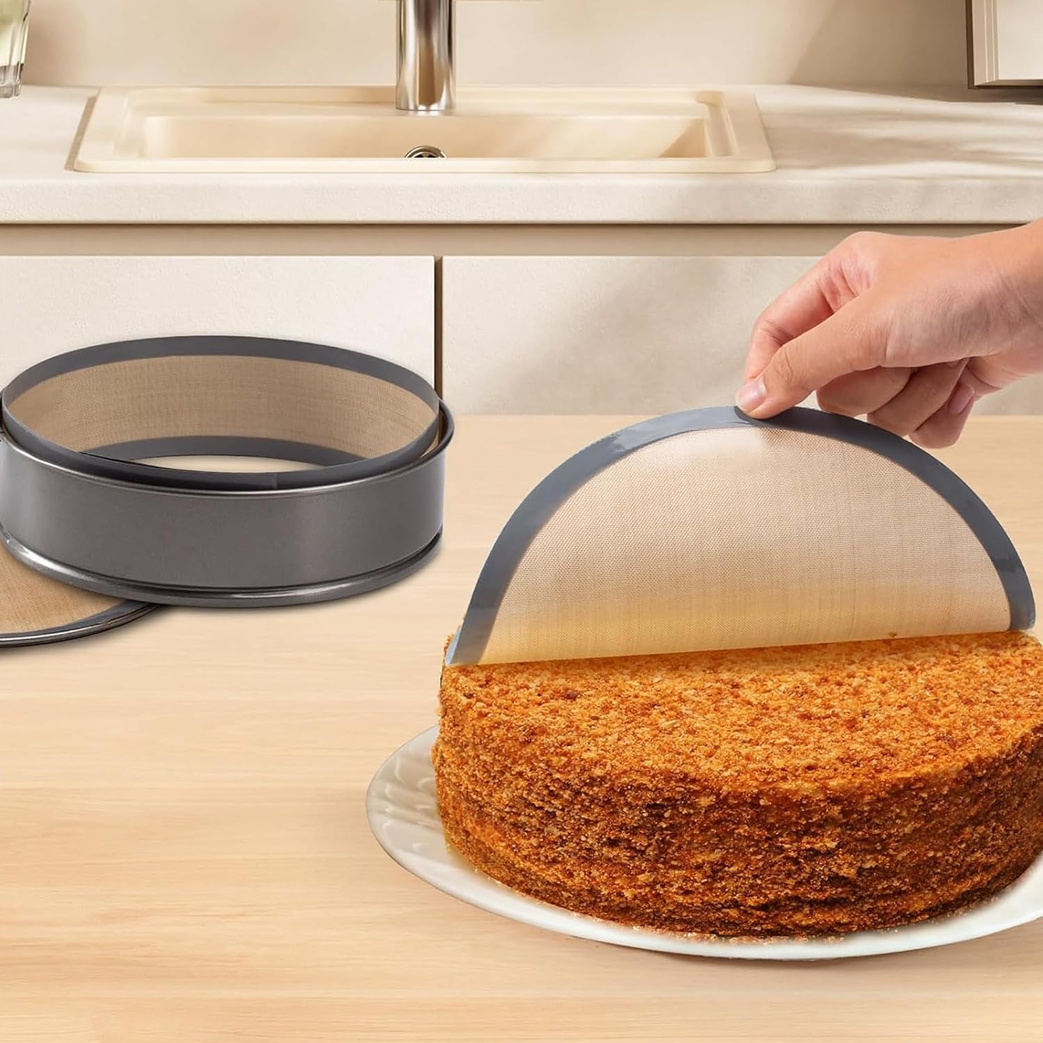 Silicone Baking Mat Set, Long Strip & Round Non-Stick Oven Baking Pad