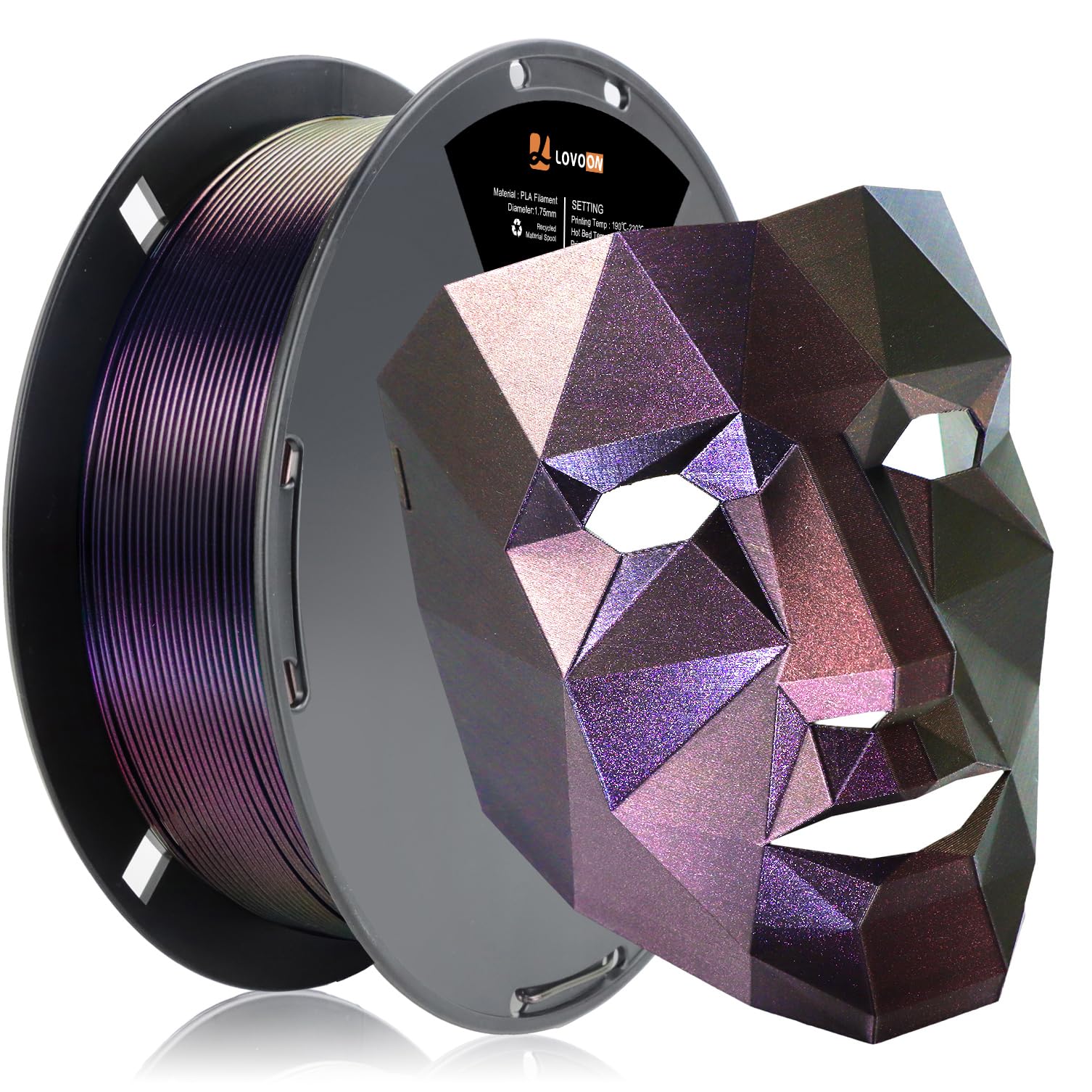 LOVOON 3D PLA Filament 1.75mm Sparkle Glitter, Burnt Titanium 3D Printer Filament, Sparkle in Sunlight Filament, Subtle Glitter Color Change, Galaxy
