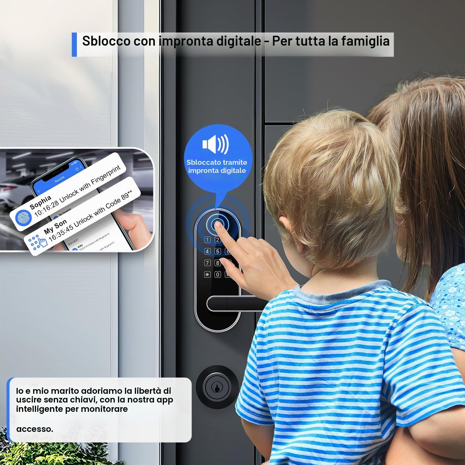 Sifely Smart Lock Serratura per porta senza chiave serratura per porta senza chiave serratura per porta con impronta digitale serratura biometrica per ingresso tastiera con codice serratura digitale