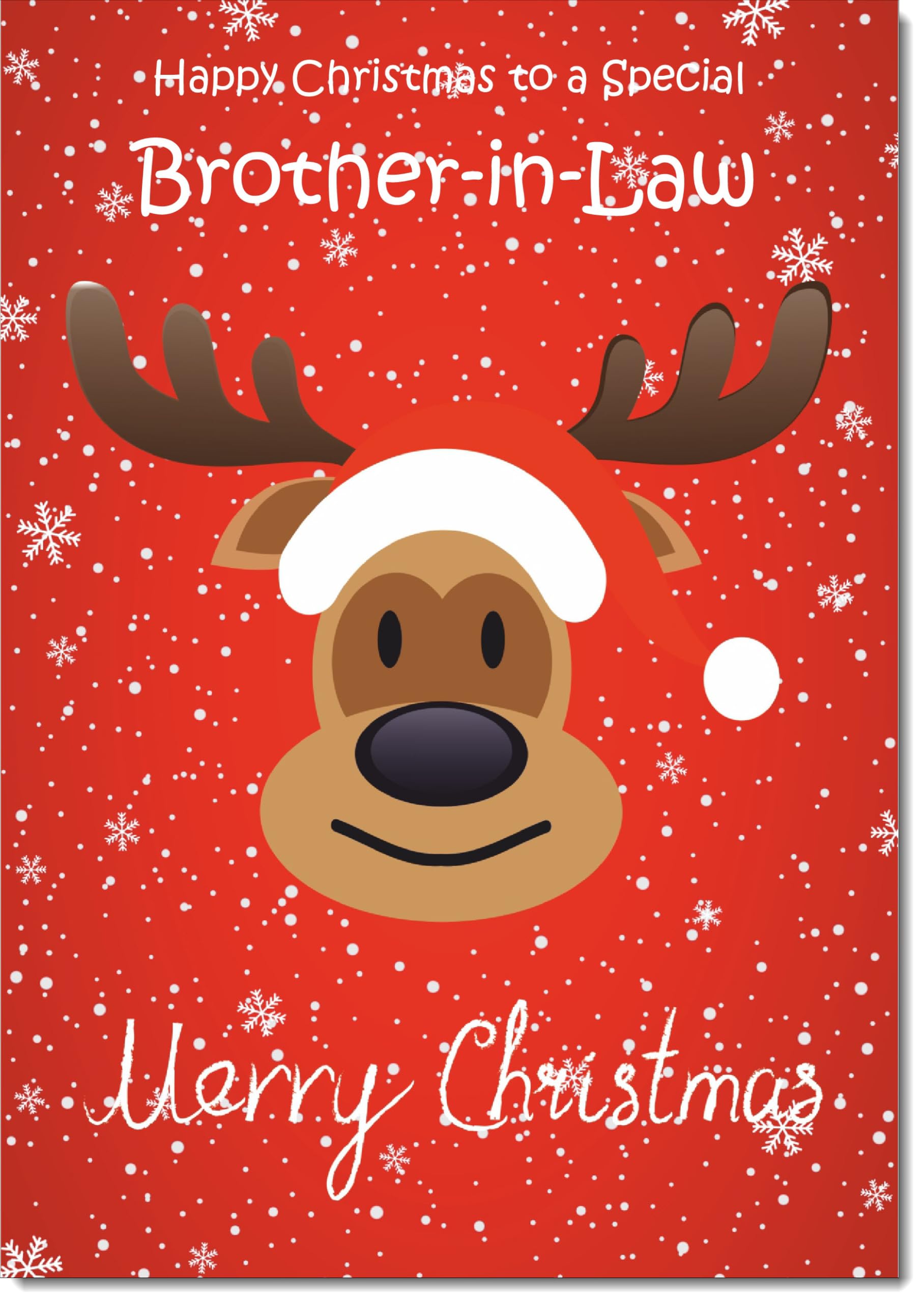 doodlecards Brother in Law Christmas Card Rudolph on Red Background Large A4 Size Christmas Card for Brother in Law with Plain Envelope — image 1