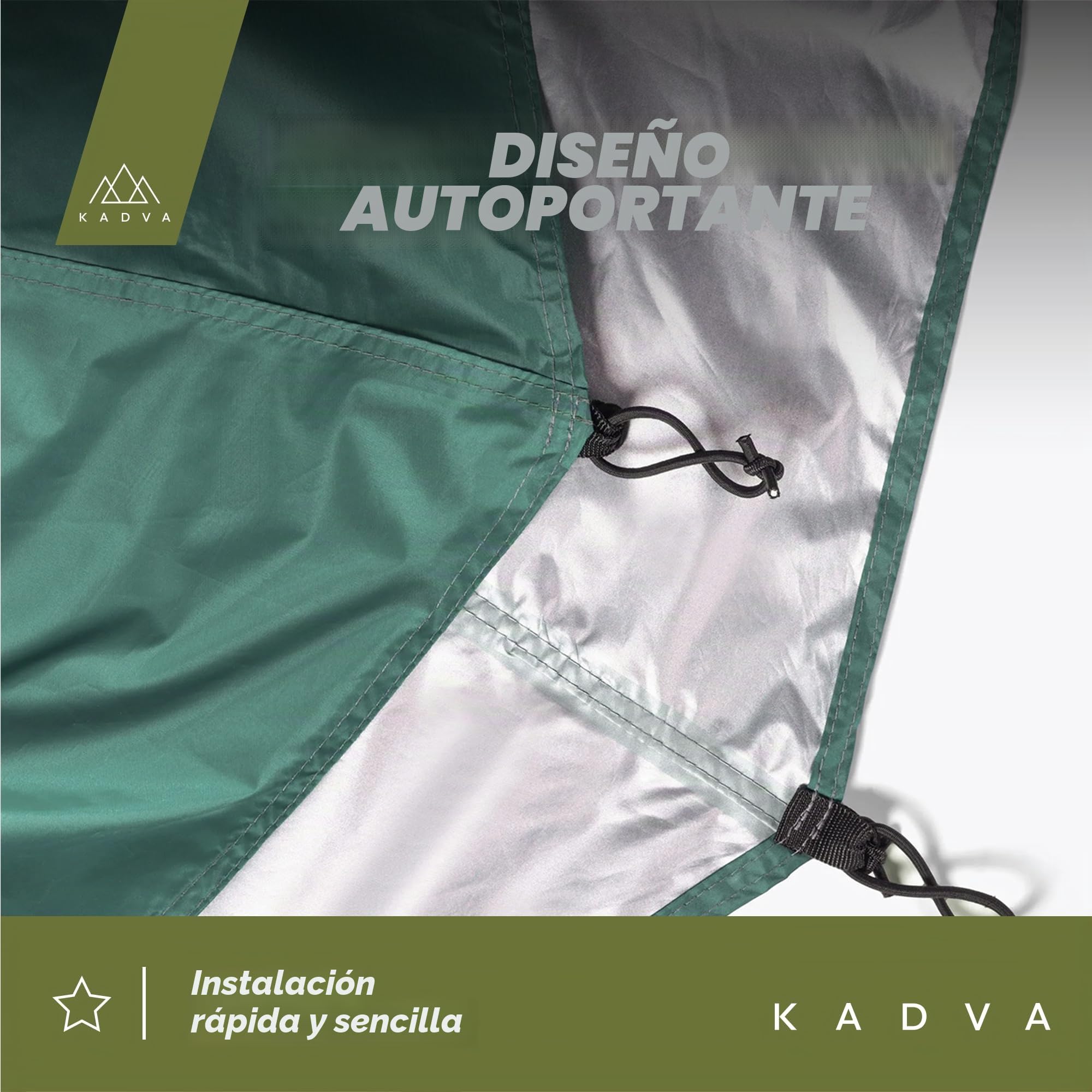 KADVA Tienda de Campaña CAMPdome 3 Cúpulas para 3 Personas 270 x 210 x 125 cm Impermeable Ligera y Duradera Estructura de Fibra de Vidrio Ideal para Acampadas y Senderismo Verde|Azul