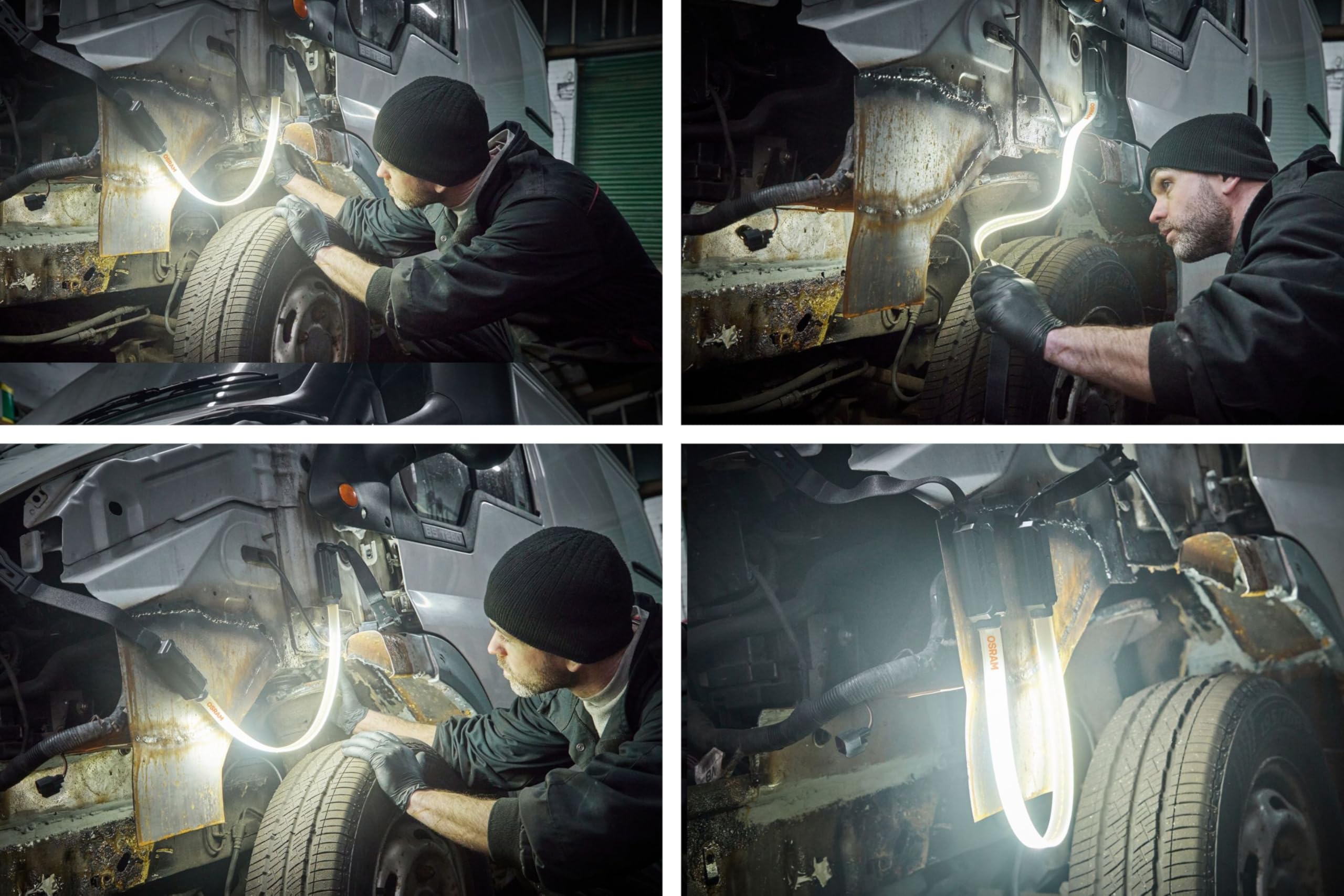 OSRAM LEDInspect FLEXIBLE INSPECTION LIGHT, akumulatorowa lampa inspekcyjna LED, 6000K, jasność do 1000 lm, zdejmowane paski elastyczne