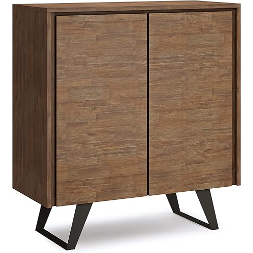 SIMPLIHOME Lowry Medium Storage Cabinet, 39 inch, Rustic Natural Aged Brown