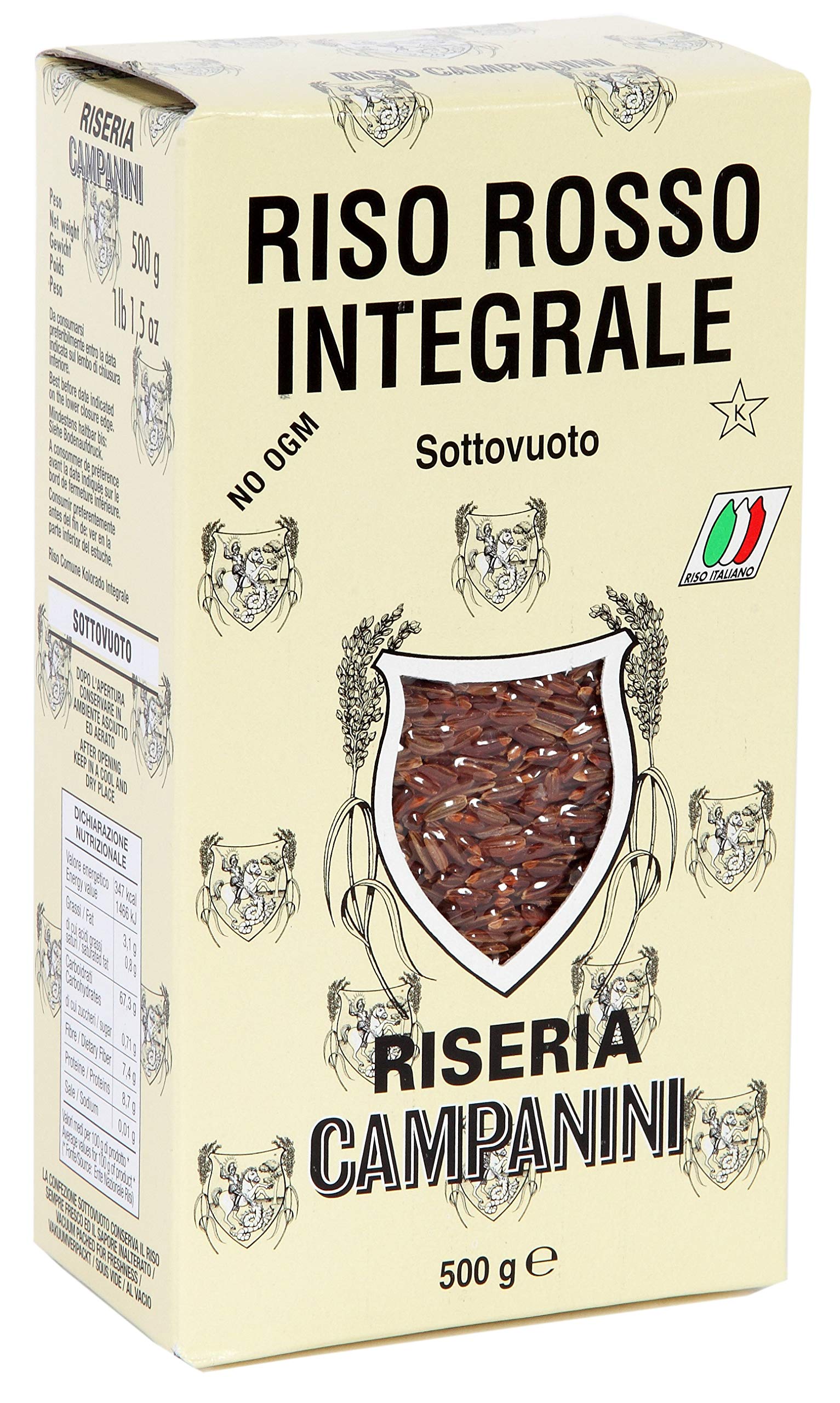 RISO ROSSO INTEGRALE Roter Vollkorn Reis RISERA CAMPANINI 500g aus Italien
