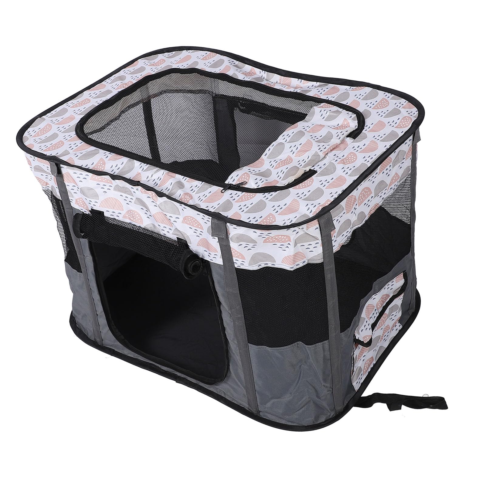 Welpenlaufstall, Laufstall Hund, Wurfbox für Hunde, Tragbarer Faltbarer Haustier Hunde Warm Halten, Mit Tragetasche, Aus Oxfordgewebe und Atmungsaktivem Netzstoff, 80 X 60 X 55cm
