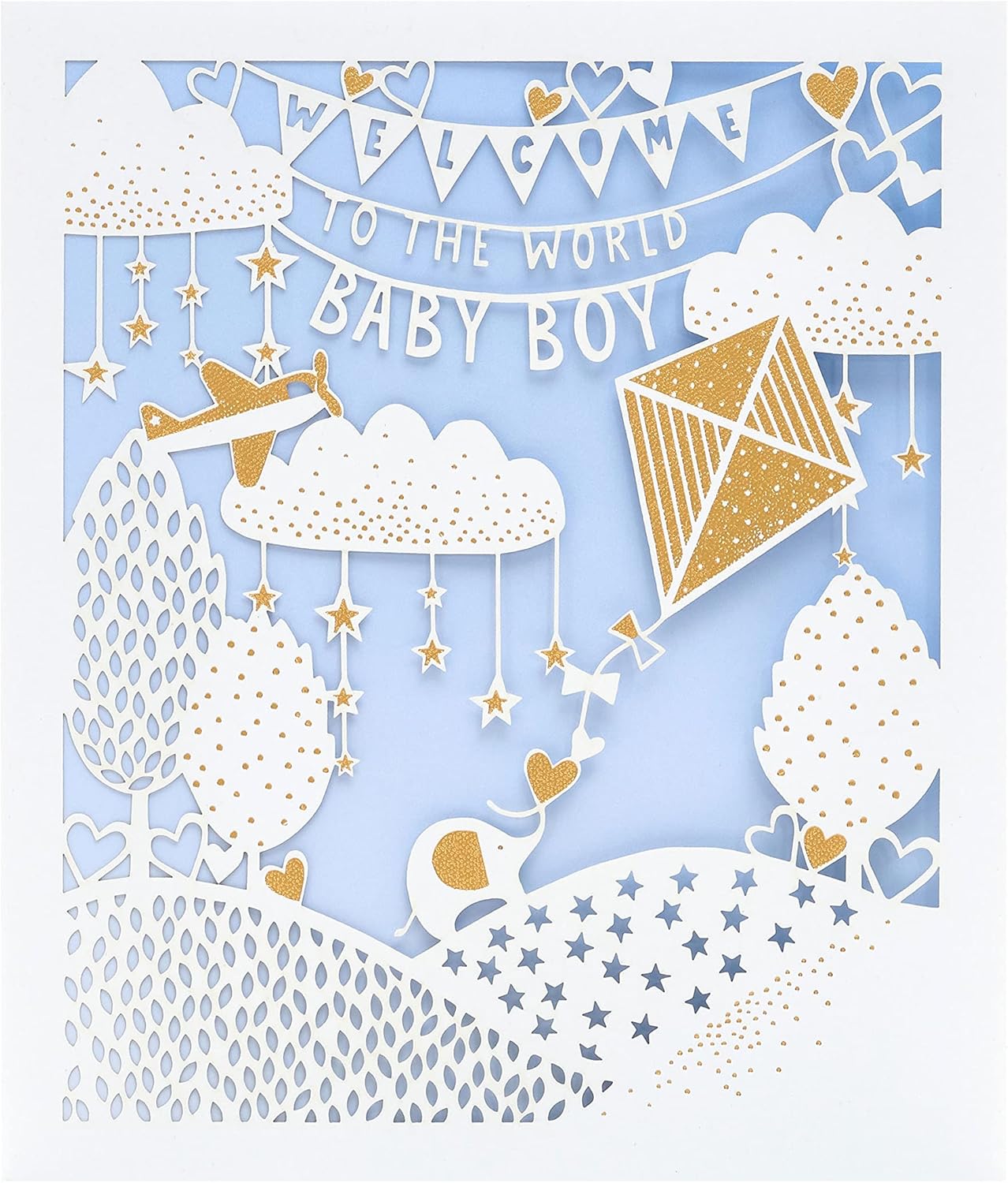 UK Greetings New Baby Card For Baby Boy With Envelope Laser Cut