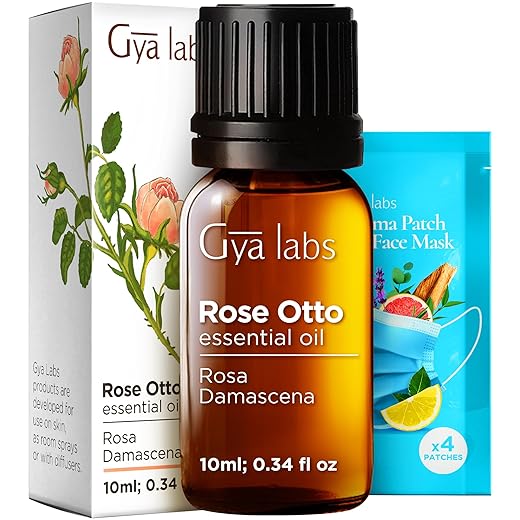 Gya Labs Rose Essential Oils for Skin Use - 0.34 Fl Oz - 100% Pure Natural Rose Oil for Face, Hair, Diffuser, Perfume & Candle Making Scent Aromatherapy