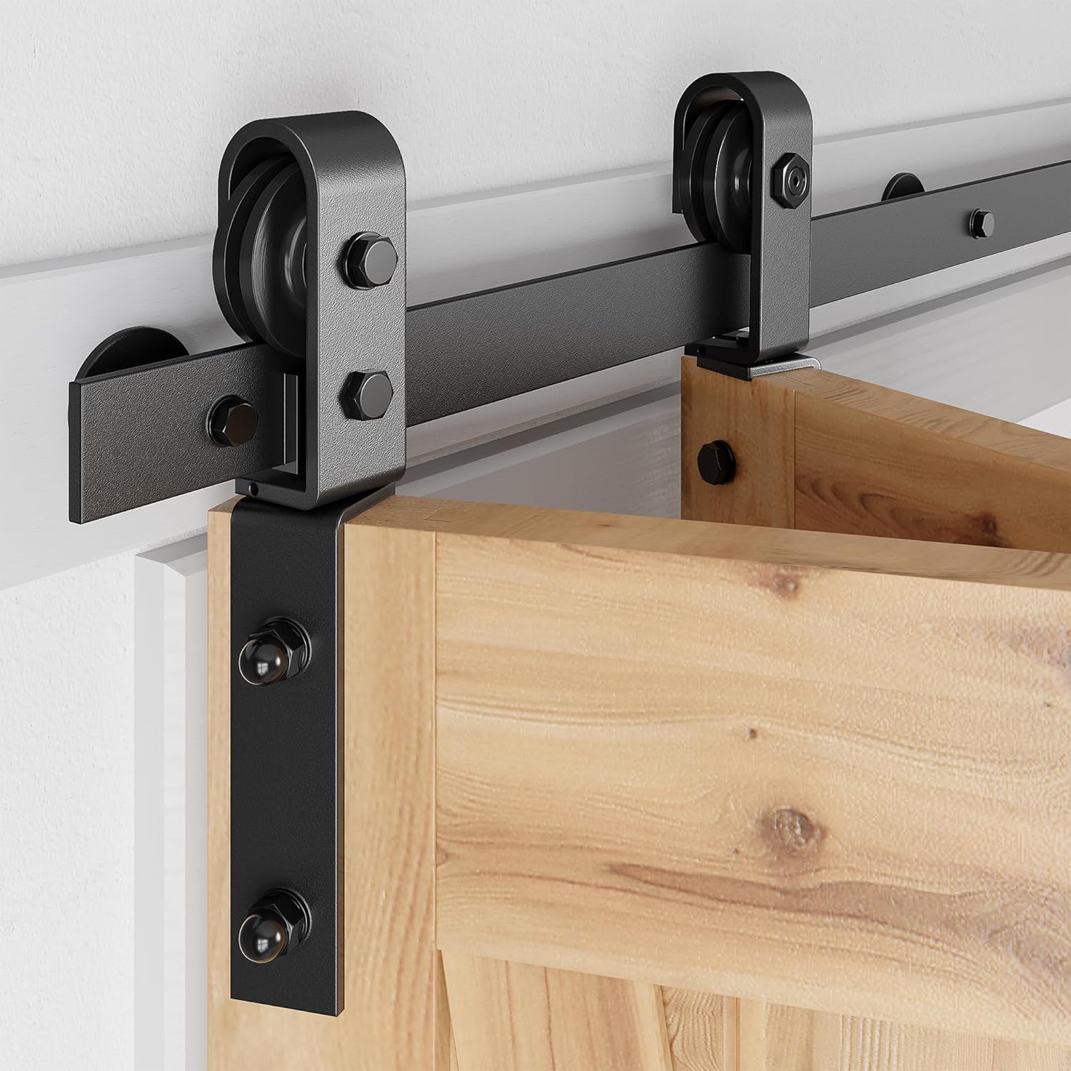 SMARTSTANDARD 3.3ft/40 Bi-Folding Sliding Barn Door Hardware Kit, Bifold Heavy Duty Sturdy Side Mounted -Smoothly and Quietly-Easy to Install, Fit 36'' Doors 40'' for 2 Doors Matte Black