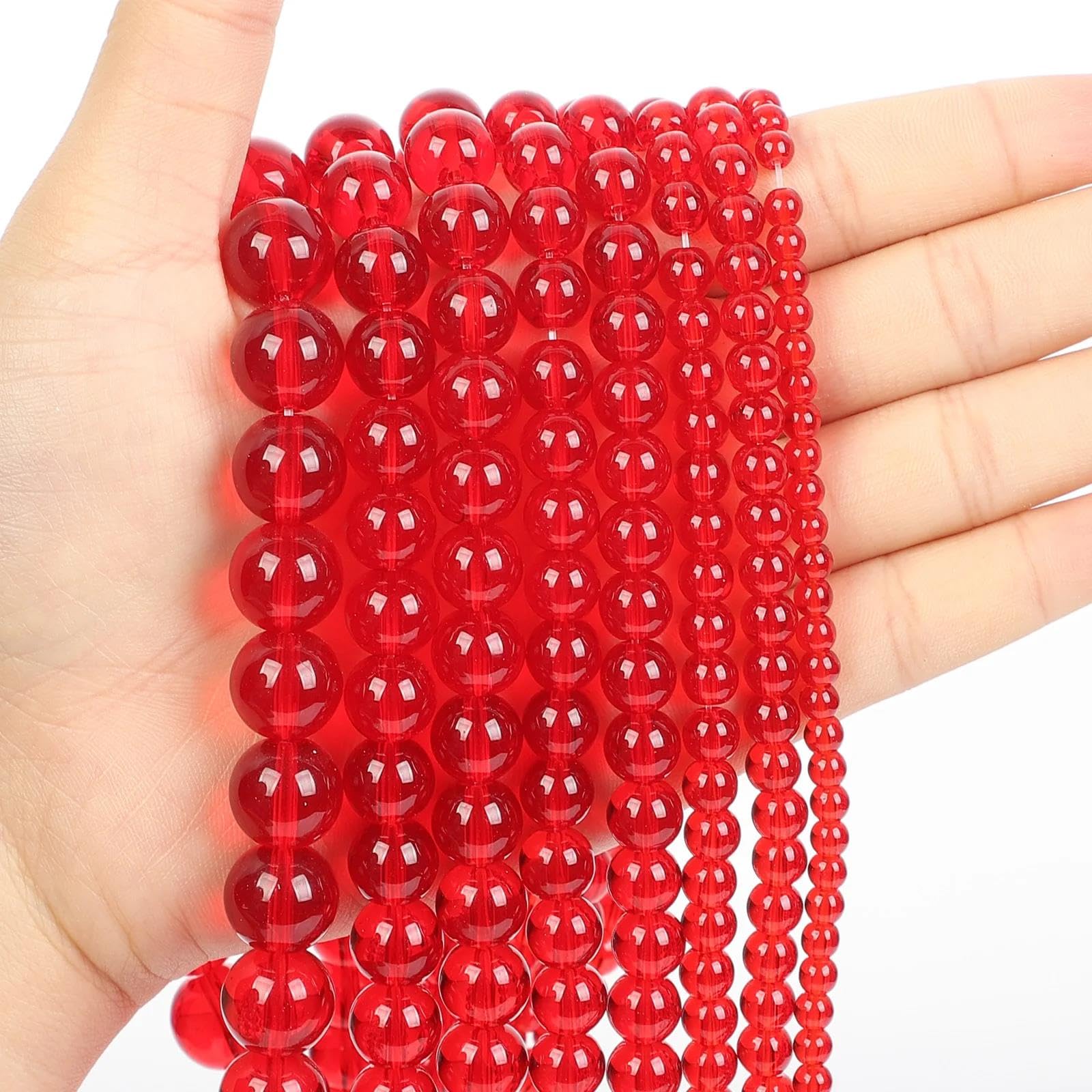 Naturalne Czerwone Koraliki Z Kamienia Tygrysie Oko Różowy Agat Kwarcowy Jade Koraliki Dystansowe Luzem Do Tworzenia Biżuterii DIY Bransoletka Akcesoria Naszyjnikowe,Czerwone Szkło,8mm - Ok. 45szt