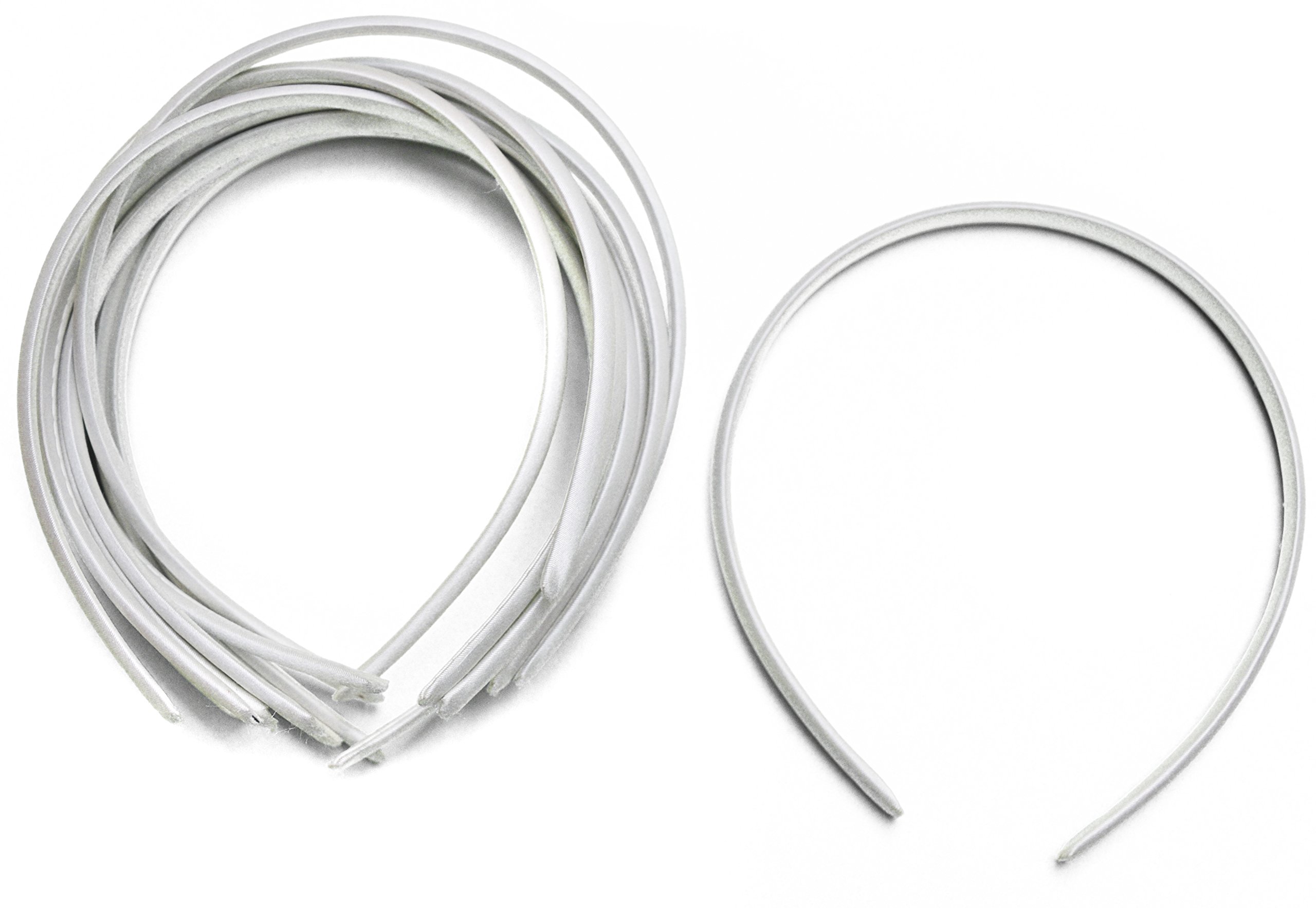 10 x Plain Headbands School Girls Small Hair Accessories Uniform Alice Band (White)