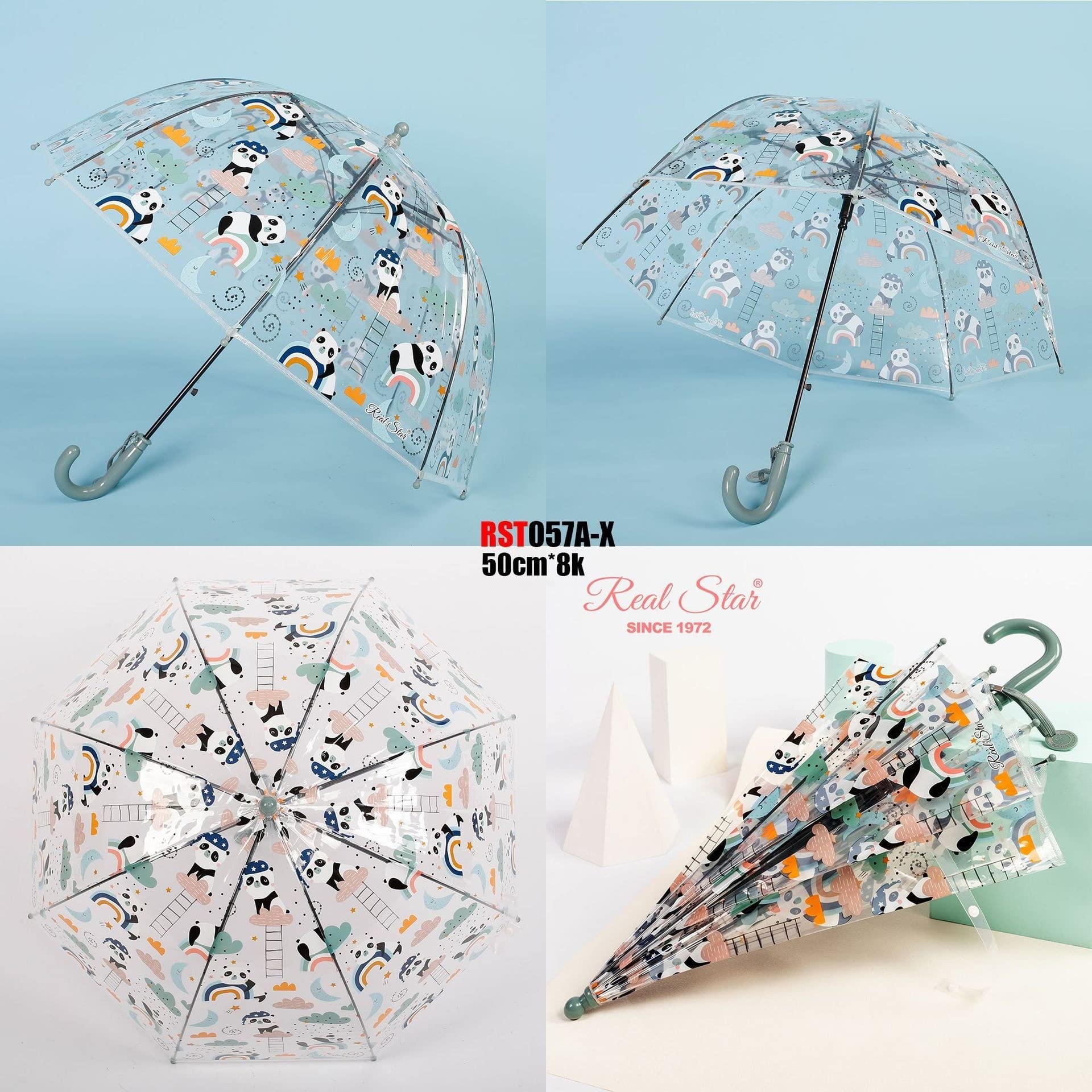 Chesoon Enfants Parapluie Dôme clair pour garçons filles avec poignée avec crochet ouvert automatiquement parapluie coupe-vent