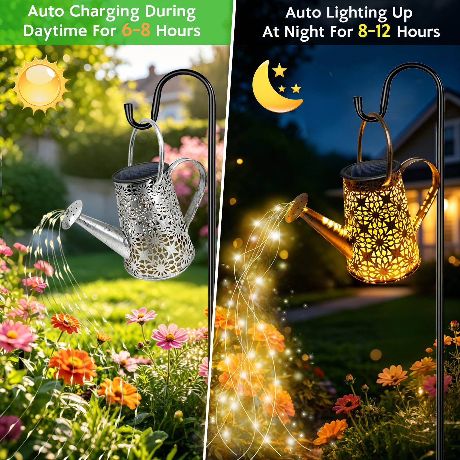 VOOKRY Solar Watering Can Lights, Large Retro Metal Hanging Solar Lights Outdoor Waterproof, Gifts for Women Mom Grandma Birthday, Outside Yard Garden Porch Lawn Patio Decoration, Warm White