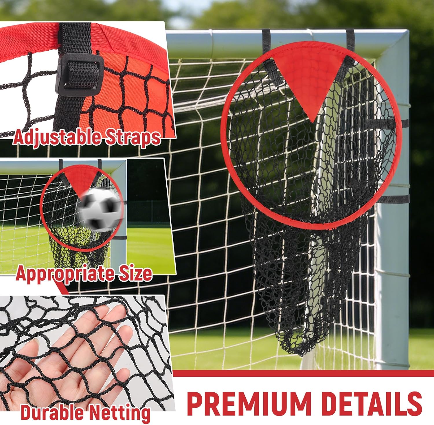 Soccer Goal Target 2 Pack, 17-Inch Top Bins Corner Shooting Accuracy Trainer – Carbon Fiber Frame, Easy Attach & Detach, Portable with Carry Bag, Soccer Training Equipment for Teens & Adults