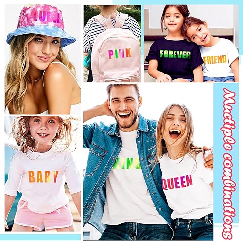 Miniatura 4 de Cysincos 4 colores que brillan en la oscuridad para planchar en vinilo con patrón de letras para planchar en ropa, almohada, mochila, suministros de