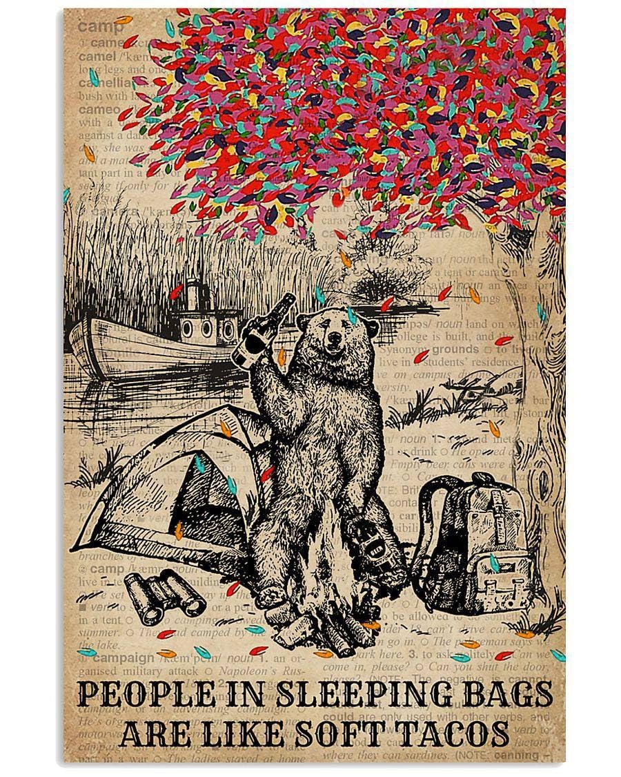 Dictionary Camping Bear Soft Tacos Retro Metal Tin Sign 8X12 Inches