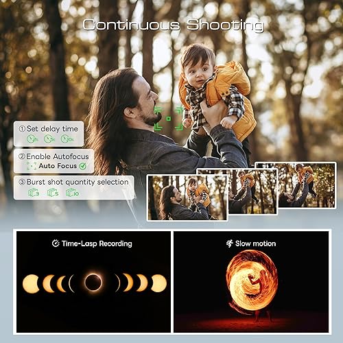 Miniatura 4 de Cámaras digitales de 5K y 64MP para fotografía y video, cámara de vlogging para YouTube, cámara compacta con tarjeta TF de 64 GB, WiFi y lente gran