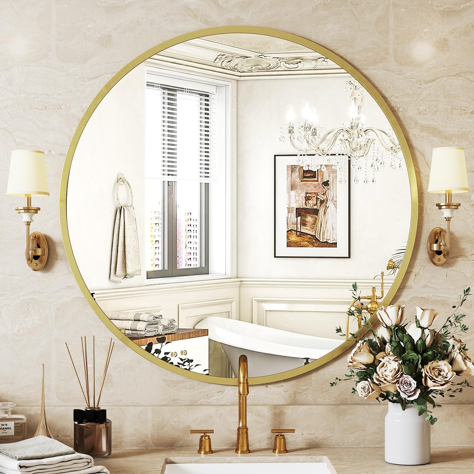 sweetcrispy black round wall mirror 20 inch bathroom mirrors for over sink wall decor for bathroom entryway bedroom vanity