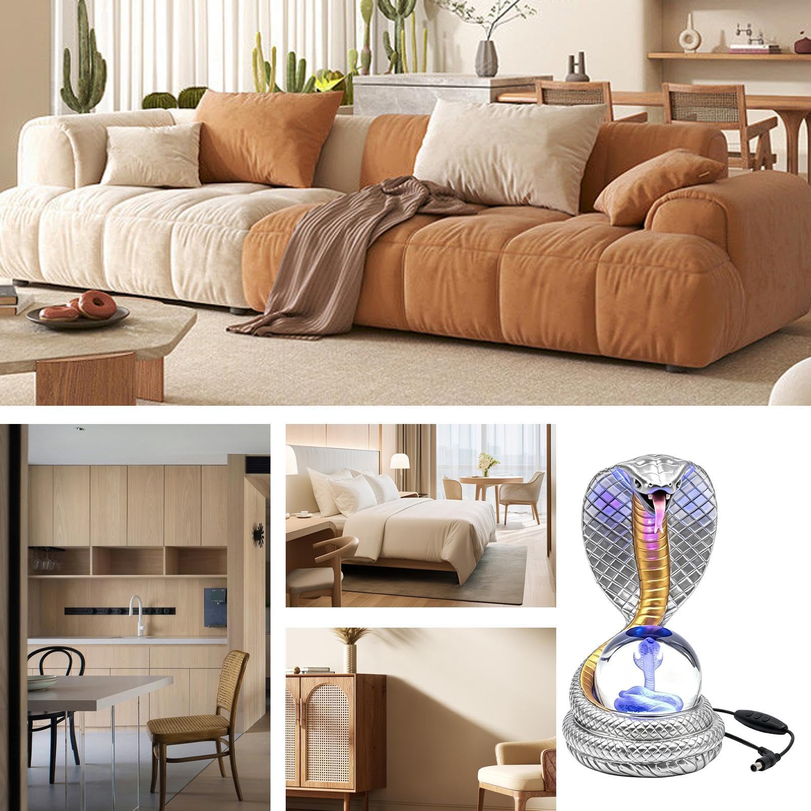 Lampada per comodino Decorazione da scrivania in resina con alimentazione | Lampada Scrivania Re del Serpente dagli Occhiali Per Ufficio Domestico Dormitorio Appartamento Camera da Soggiorno S