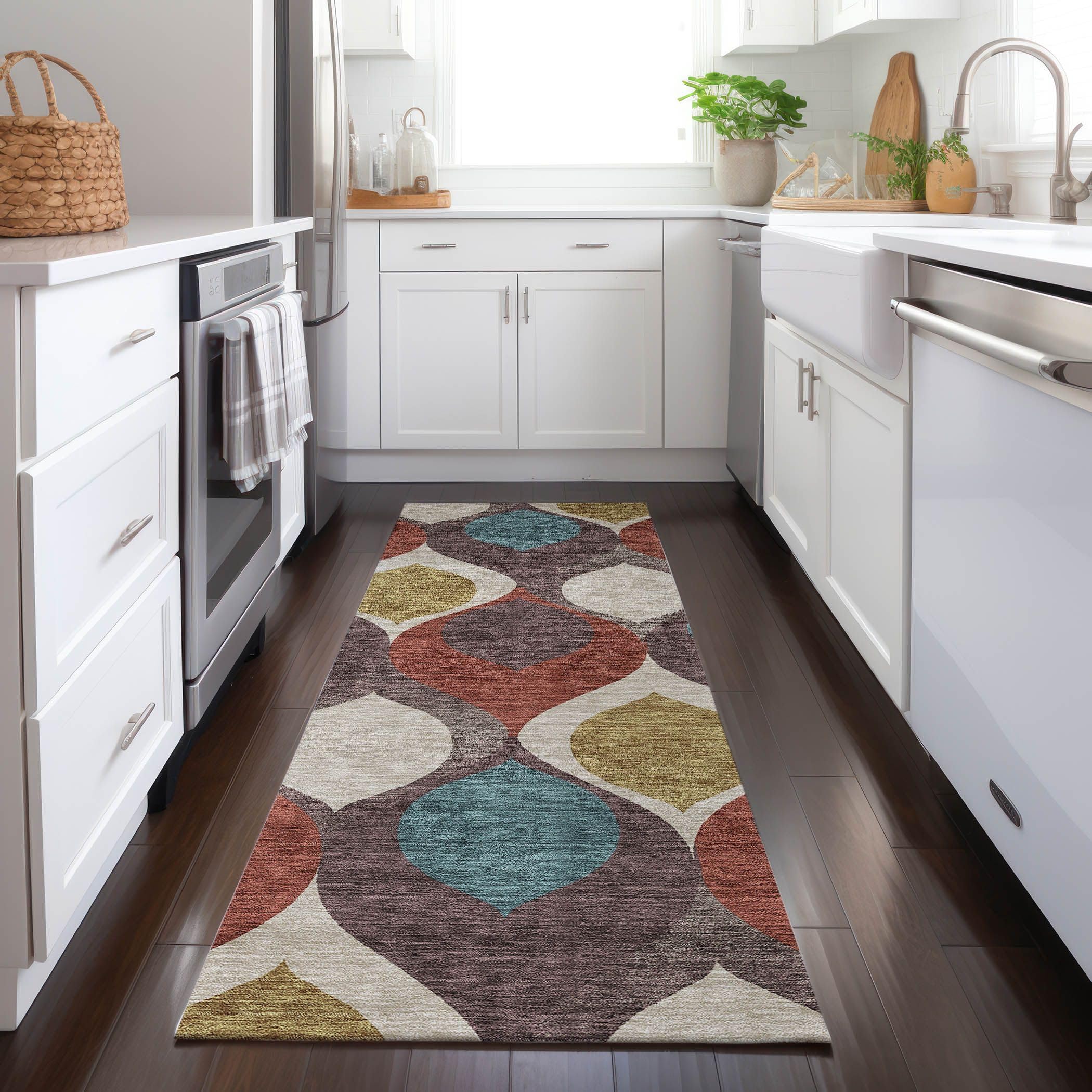 Addison Rugs Chantille ACN749 Brown 2'3" x 7'6" Indoor/Outdoor, Machine Washable, Easy Clean, Non Shedding, Bedroom, Living Room, Dining Room, Kitchen