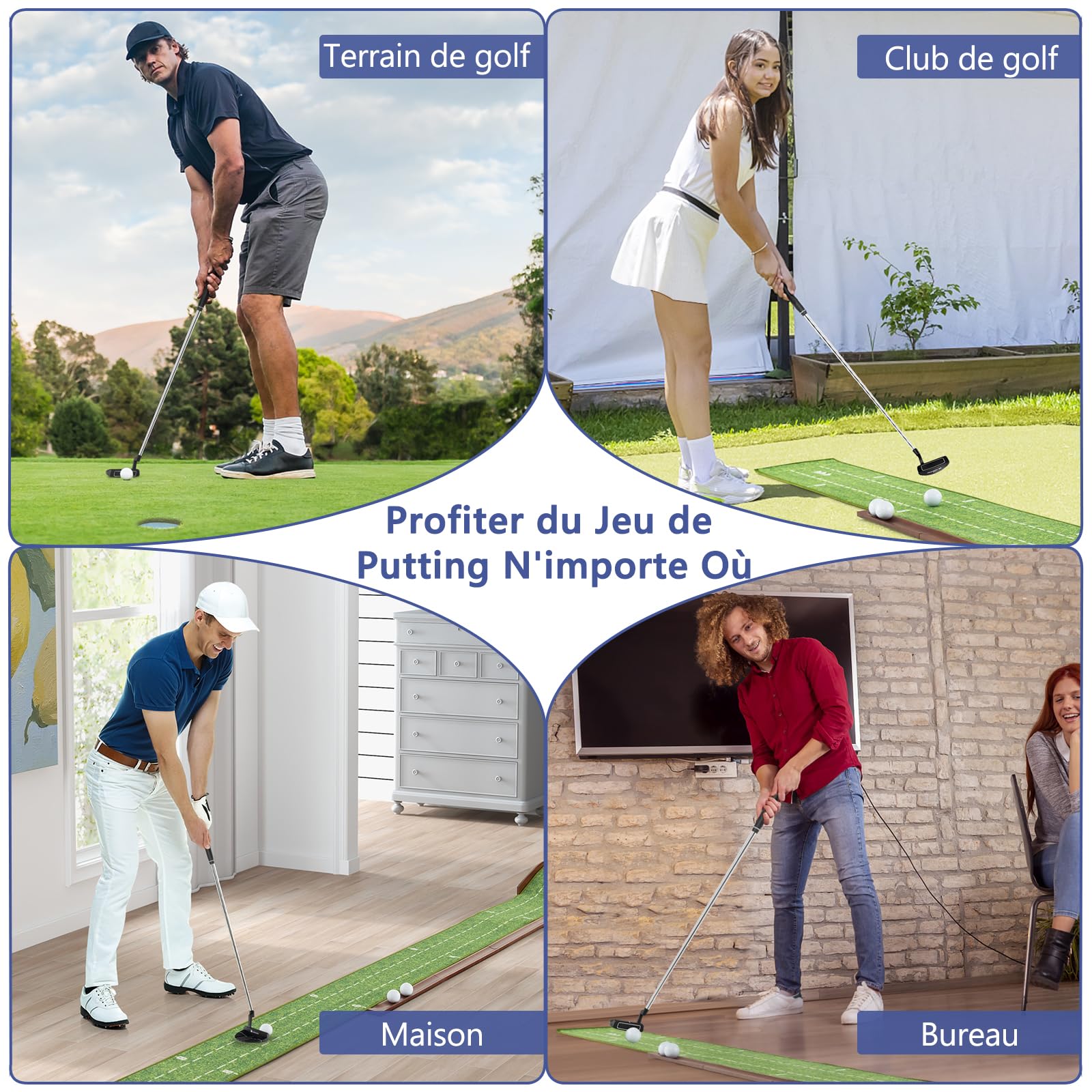 GOPLUS Putter de Golf de 89 cm, Putter de Golf pour Droitier avec Housse de Tête Gratuite et Lignes d'Alignement, Style Maillet pour Hommes et Femmes
