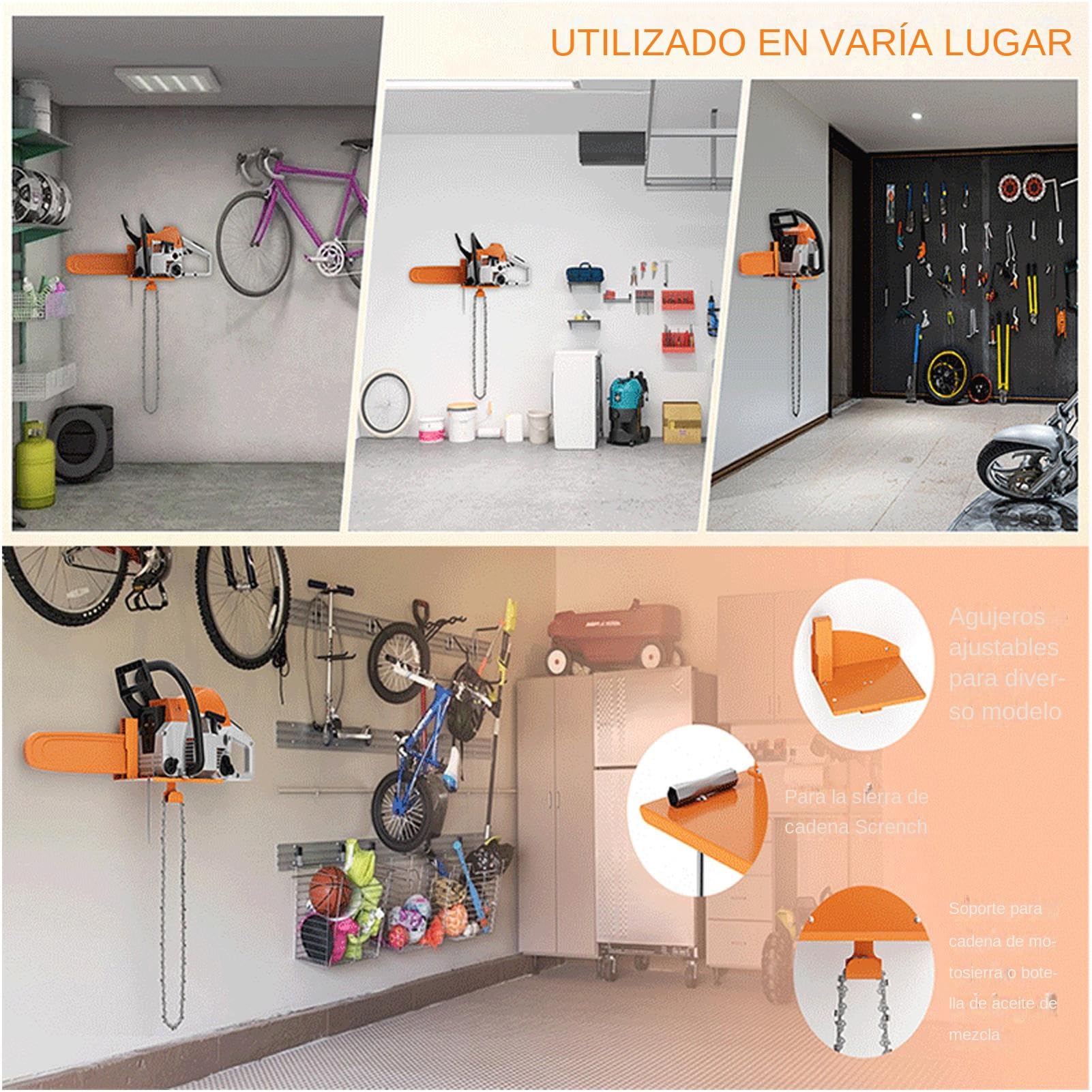 Porta Motosierra Ganchos De Pared Extra Resistentes