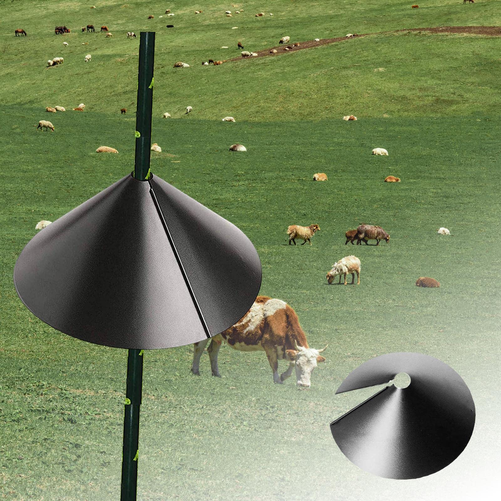 misppro Eichhörnchen-Baffle Waschbär-sicherer Vogelfutterspender Schutz umlaufend rostfrei 45,7 cm für Stangenmontage und hängende Futterspender