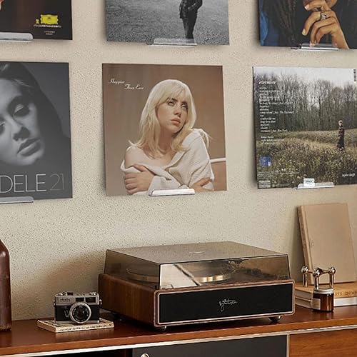 Estante de vinilo transparente para montaje en pared, 8 unidades, soporte para discos de acrílico, soporte para discos de vinilo y exhibición de
