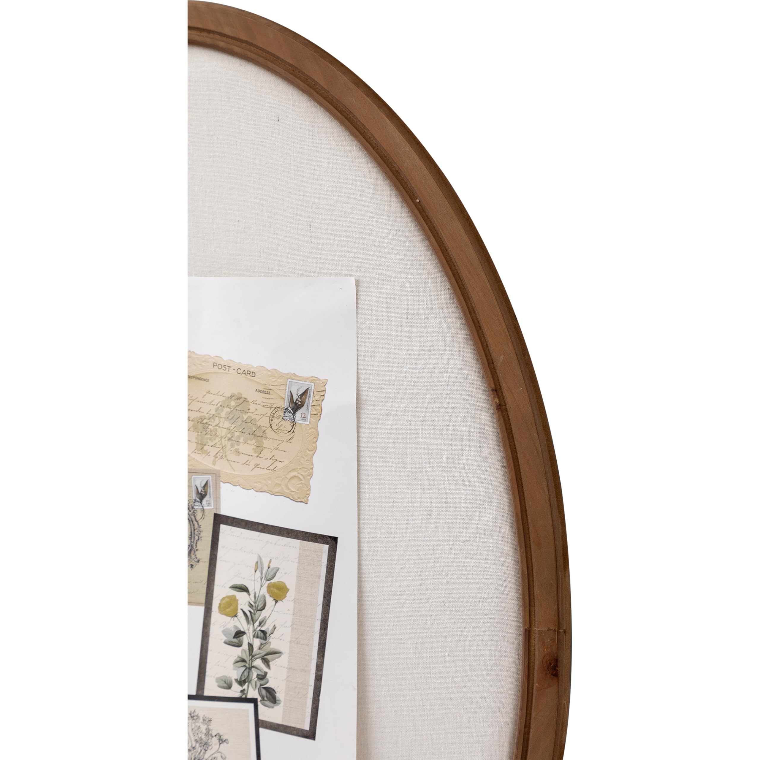 SOFE Große, ovale Pinnwand, Bauernhaus-Stoff-Pinnwände, 83 x 61 cm | Wandmontierte dekorative Sichttafel für Büro, Zuhause, Büro, Schule, mit Nadeln, braun, vertikal/horizontal