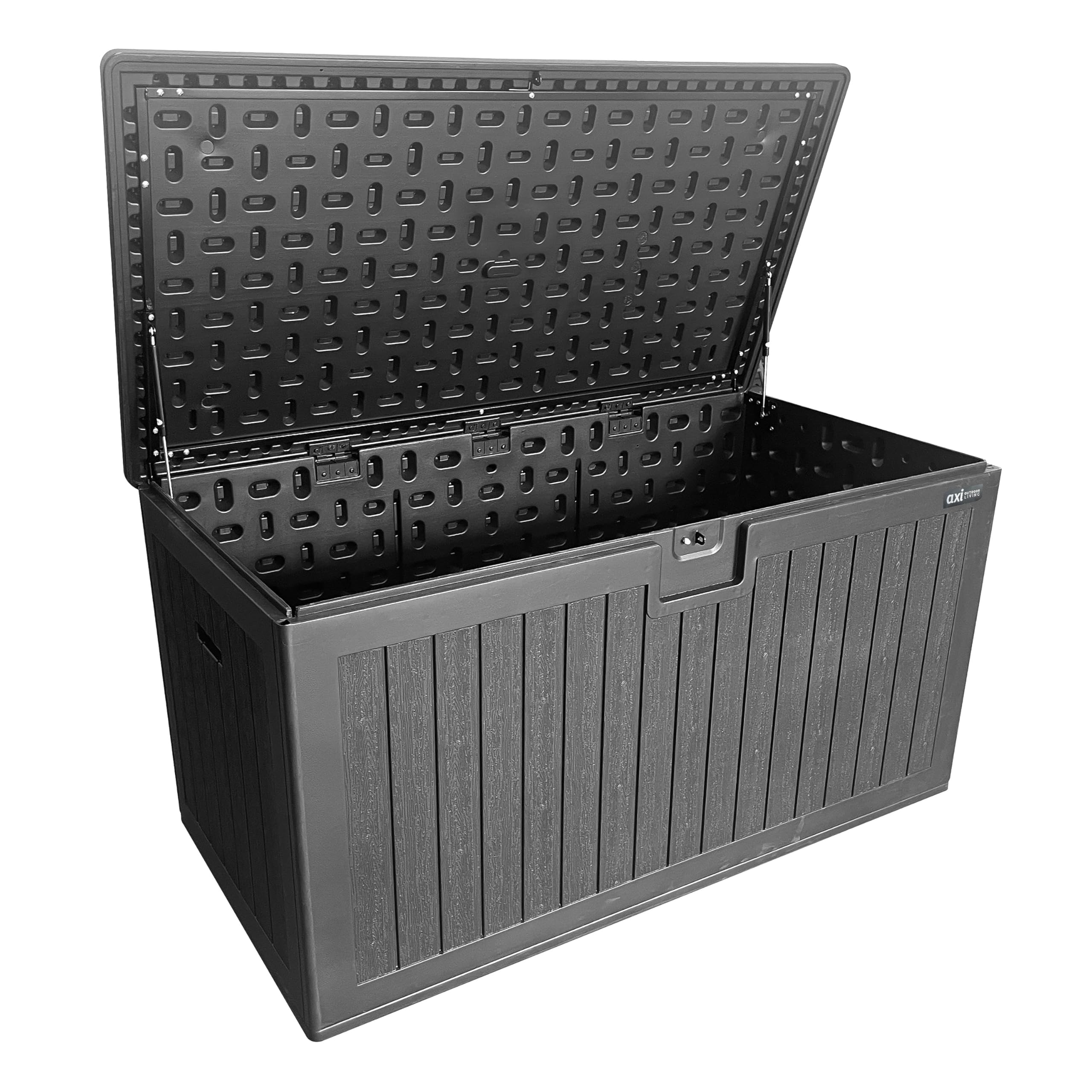 AXI Mike Plastikowy pojemnik do przechowywania w kolorze czarnym 600 litrow | Pojemnik na poduszki do u?ytku na zewn?trz/w ogrodzie z podstaw? | 141 x 72 x 72,5 cm