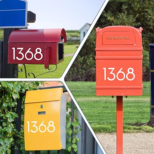 Miniatura 5 de 40 calcomanías reflectantes de números de buzón para buzón exterior, calcomanías reflectantes de vinilo impermeable del 0 al 9, números blancos