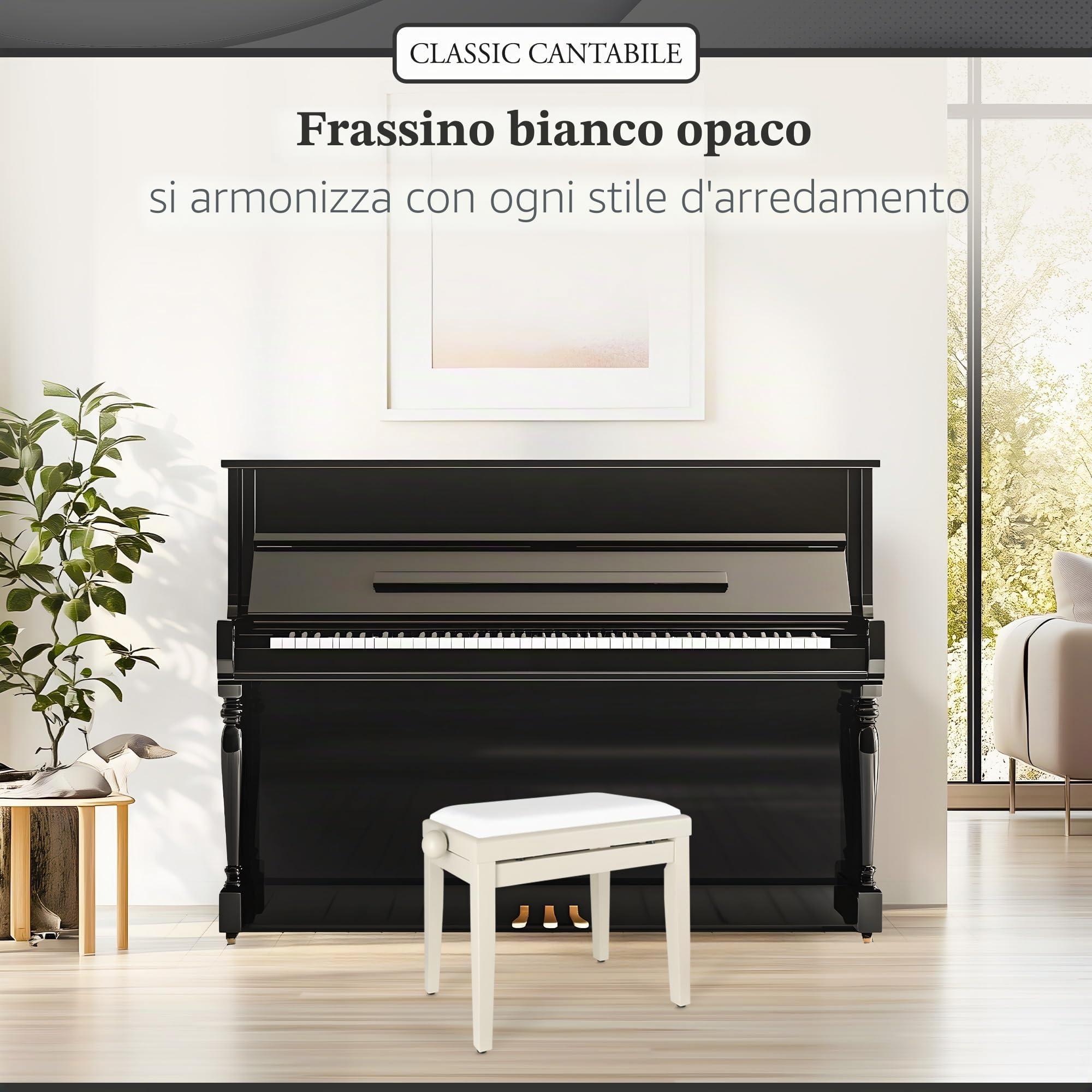 Classic Cantabile Panca per pianoforte frassino bianco opaco