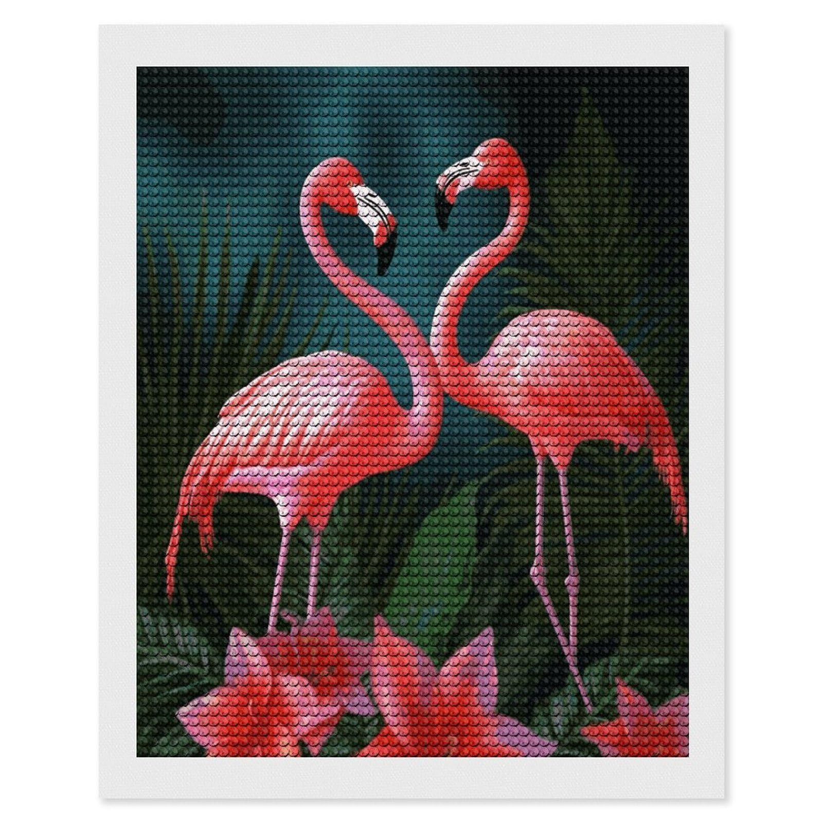 FekiLoot Flamingo Flowers Diamond Art Kits for Adults Diamond Painting Kits for Beginners DIY Diamond Art Kits Round Full Drill Diamond Dot Gem Painting for Home Wall Decor Gift 16"x20"