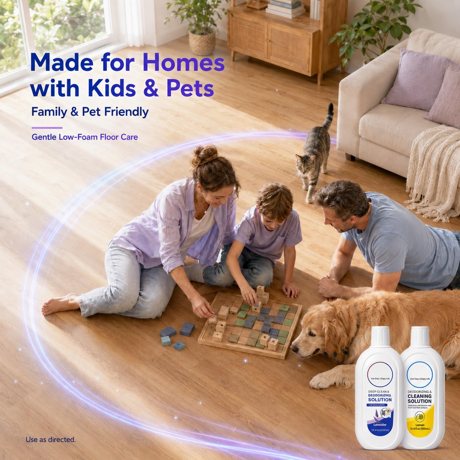 Detergente per Pavimenti Compatibile con Tineco FLOOR ONE, 2 L | 2 Lavanda + 2 Limone, 4 x 500 ml; formula a bassa schiuma, asciugatura rapida e senza aloni su pavimenti duri sigillati