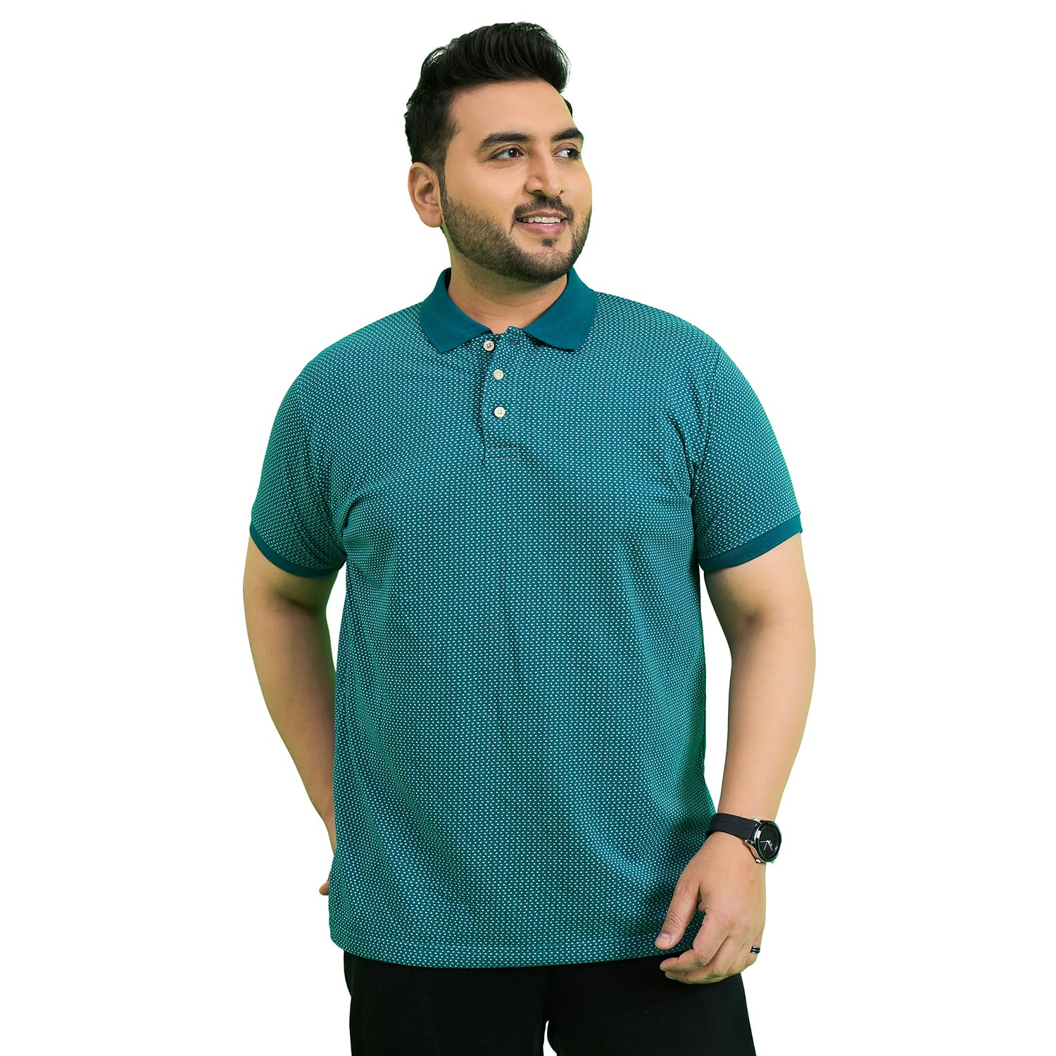 bigbanana Men Plus Size Printed Teal Polo Tshirts-picture-30