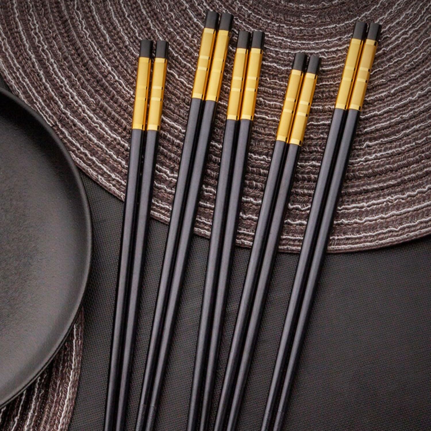 Baguettes Baguettes Baguettes en Bois 10 Baguettes Doubles Baguettes en Alliage Ménager Résistance Haute Température Baguettes Antidérapantes(B-24cm)