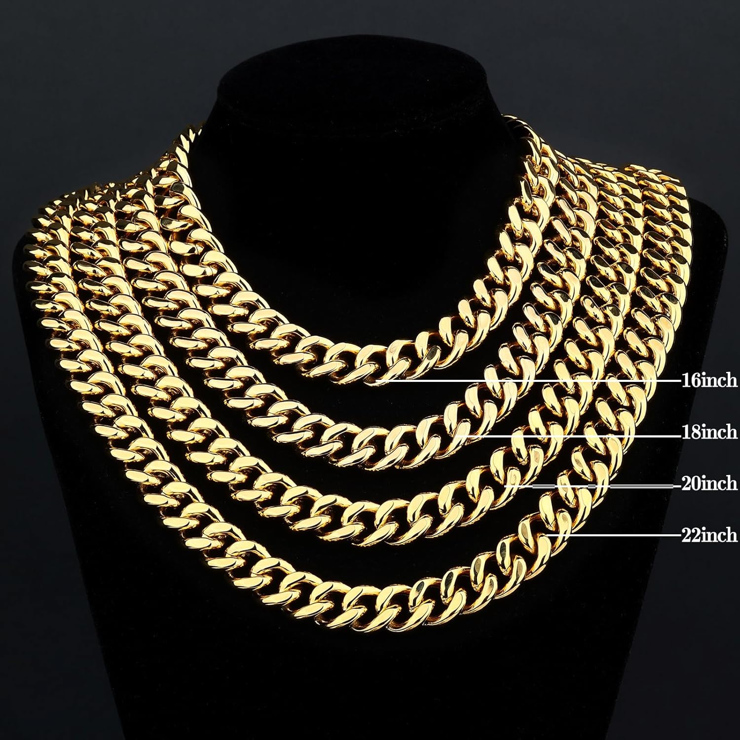 FEEL STYLE Chunky Cuban Link Chain for Men Women - Stainless Steel Gold Necklace for Women Men - Gold Silver Plated Choker Thick Trendy Punk Hip Hop Chain Jewelry 8mm/12mm/16mm - Image 4