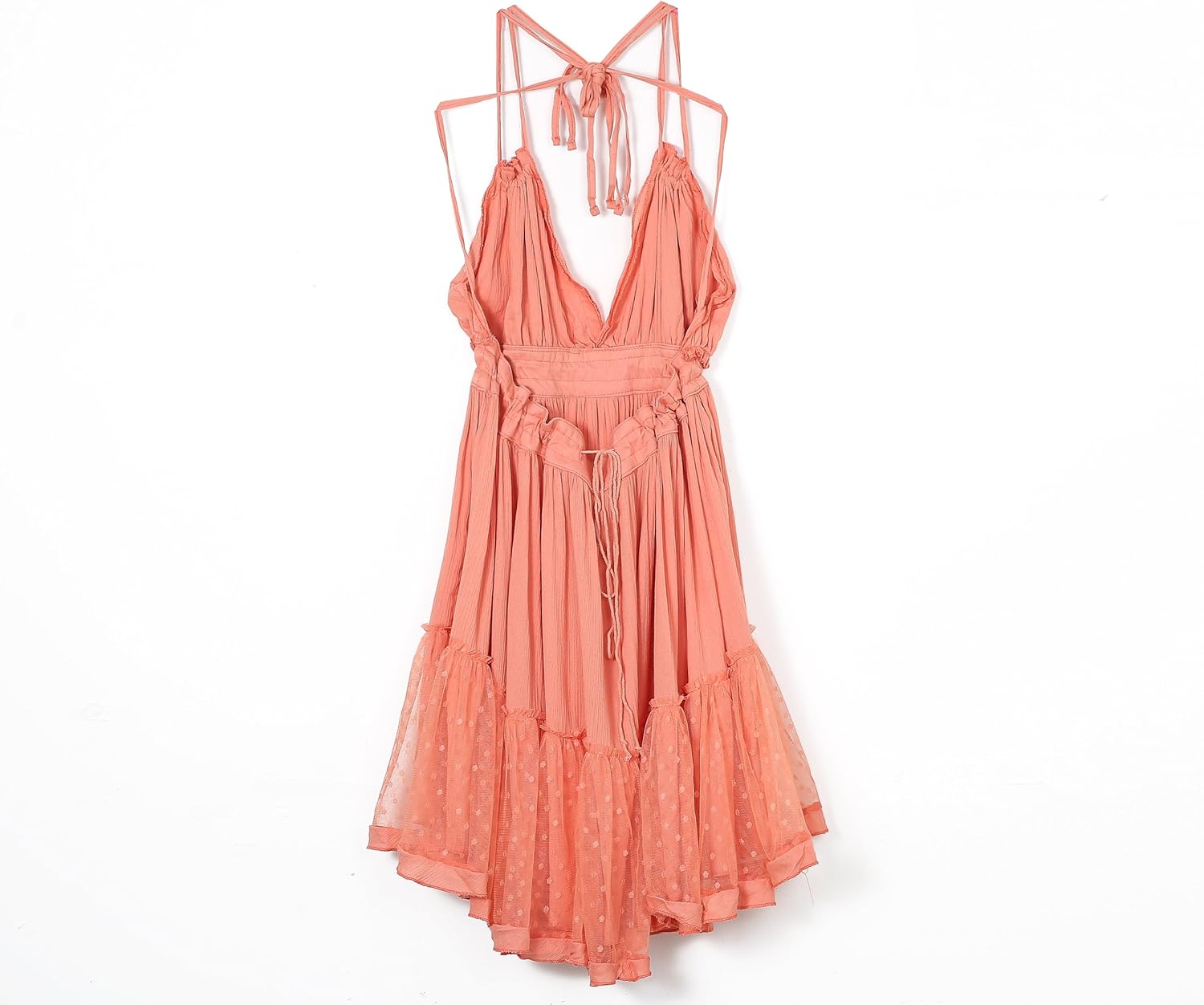 VERGOODR Women's Summer Boho Bohemian Deep V Neck Sexy Patchwork Mini Short Backless Beach Dressess - Image 4