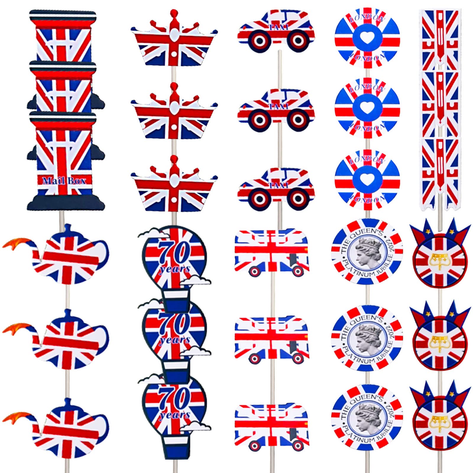 Buy Union Jack Jubilee Cake Toppers ,British Royal Paper Cupcake